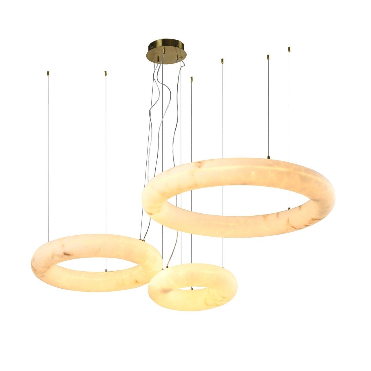 Richmond Thalora 3‑lampen kroonluchter – strakke witte hanglamp