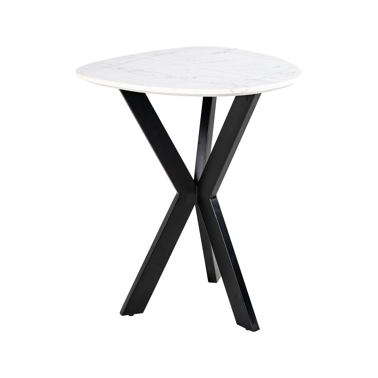 Richmond Trocadero Bijzettafel – Luxe Marmeren Blad met Zwarte Metaalvoet (50 × 50 cm)