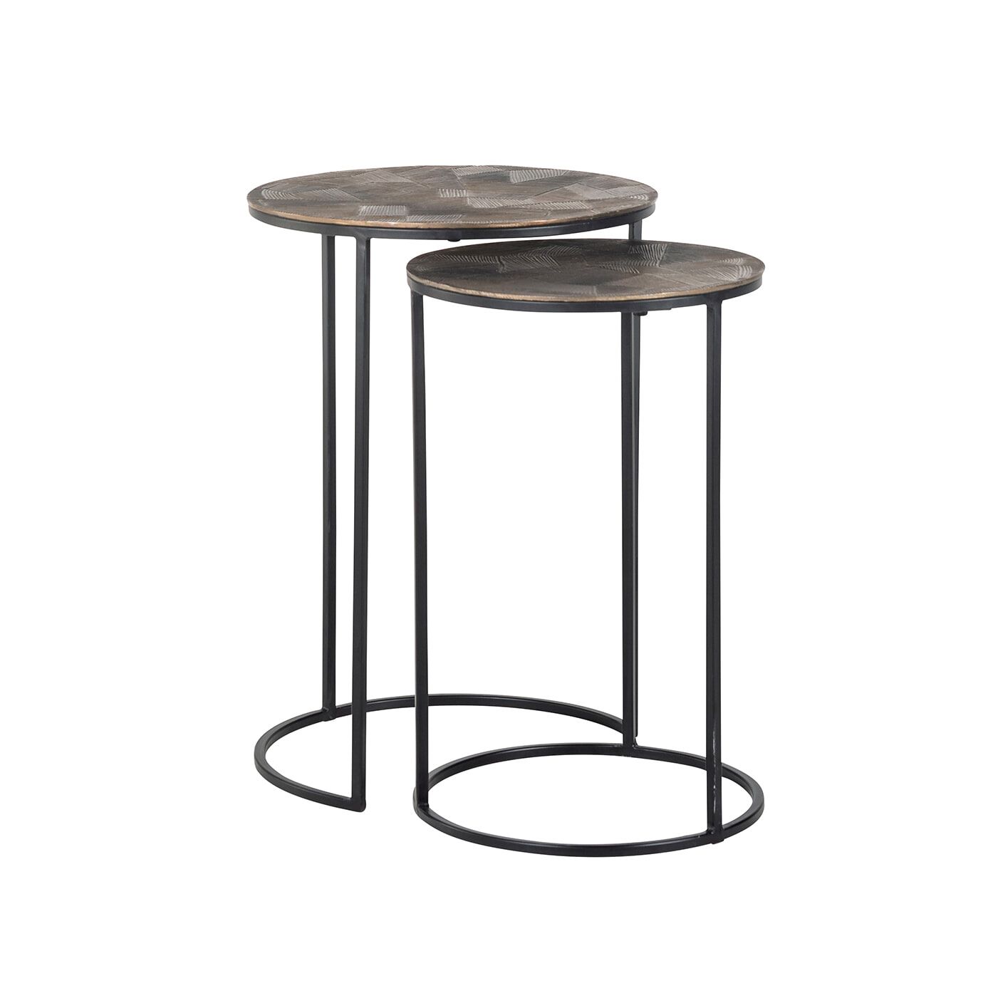 Richmond Tulum Set – Ronde Bijzettafels in Brushed Gold (2‑stuk)