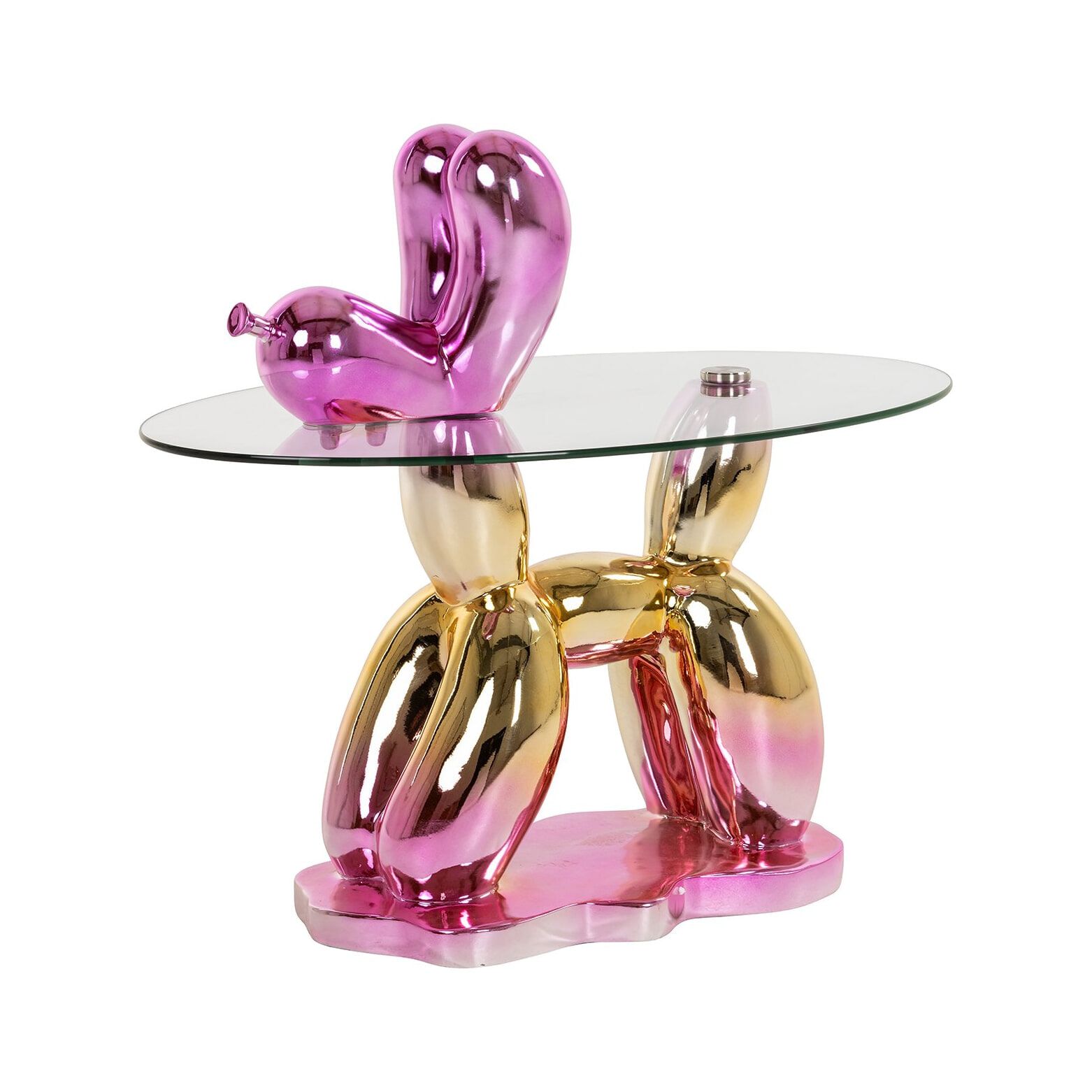 Richmond Usha Bijzettafel – Kunstzinnige roze sculptuur met veiligheidsglas