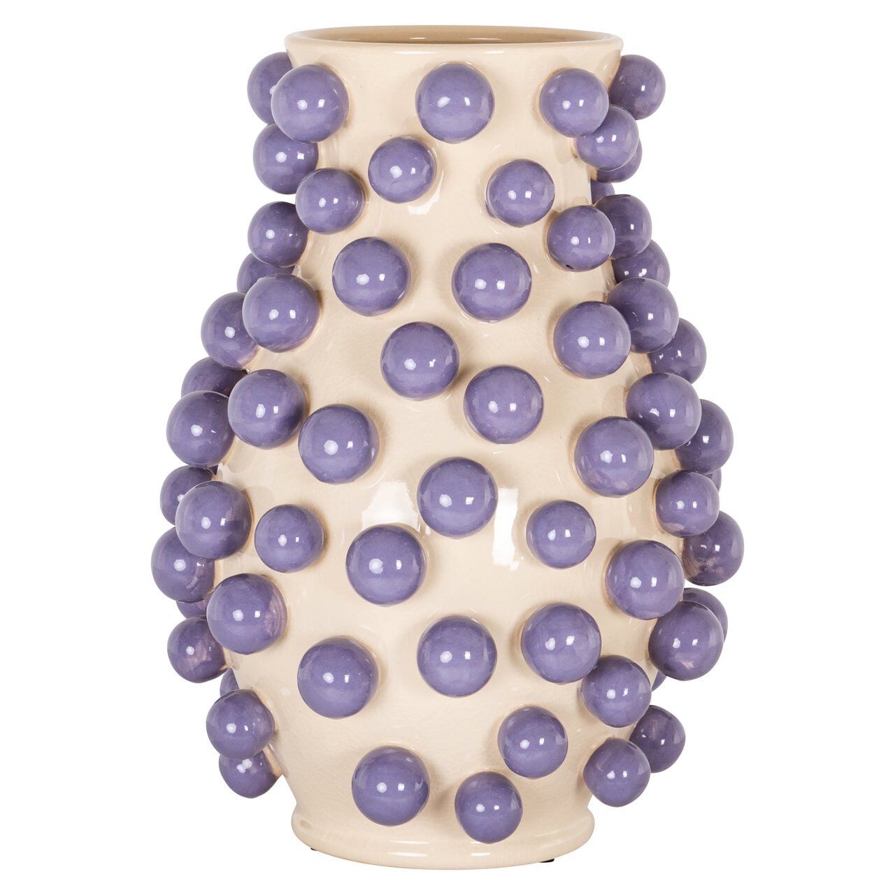 Richmond Vaas Dotty – Elegante speelsheid in crème en paars