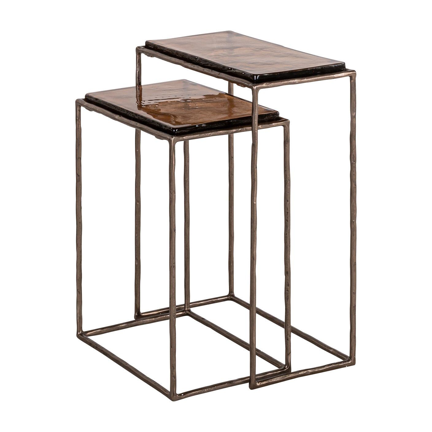 Richmond Villano Bijzettafel Set – Bronskleurig glas, 2 stuks