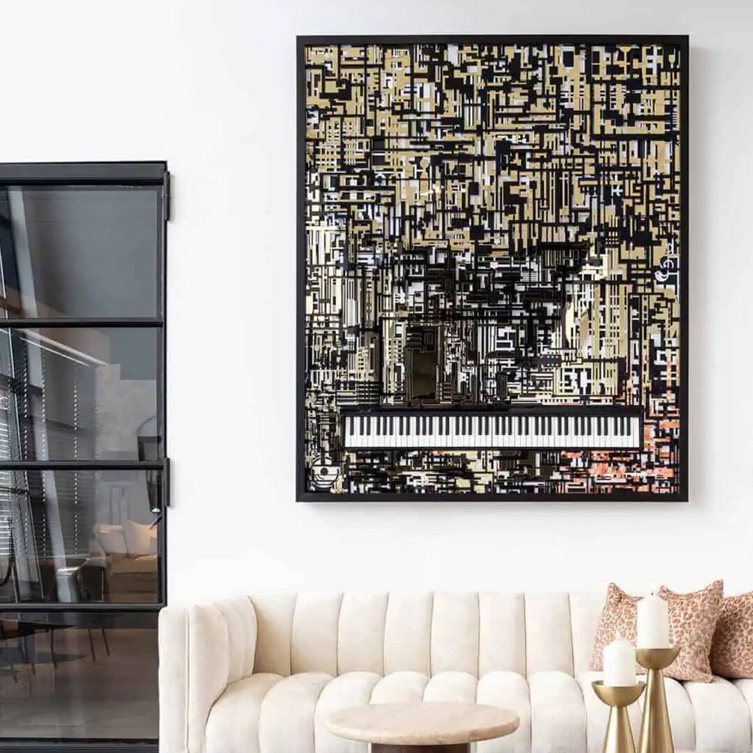 Richmond Wall Art Piano Wibi – Moderne Zwarte Accentmuur