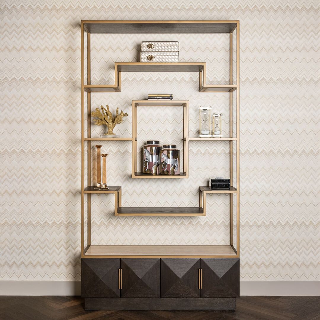 Richmond Wandkast Claremont – Elegant eiken‑travertin combinatie voor modern wonen