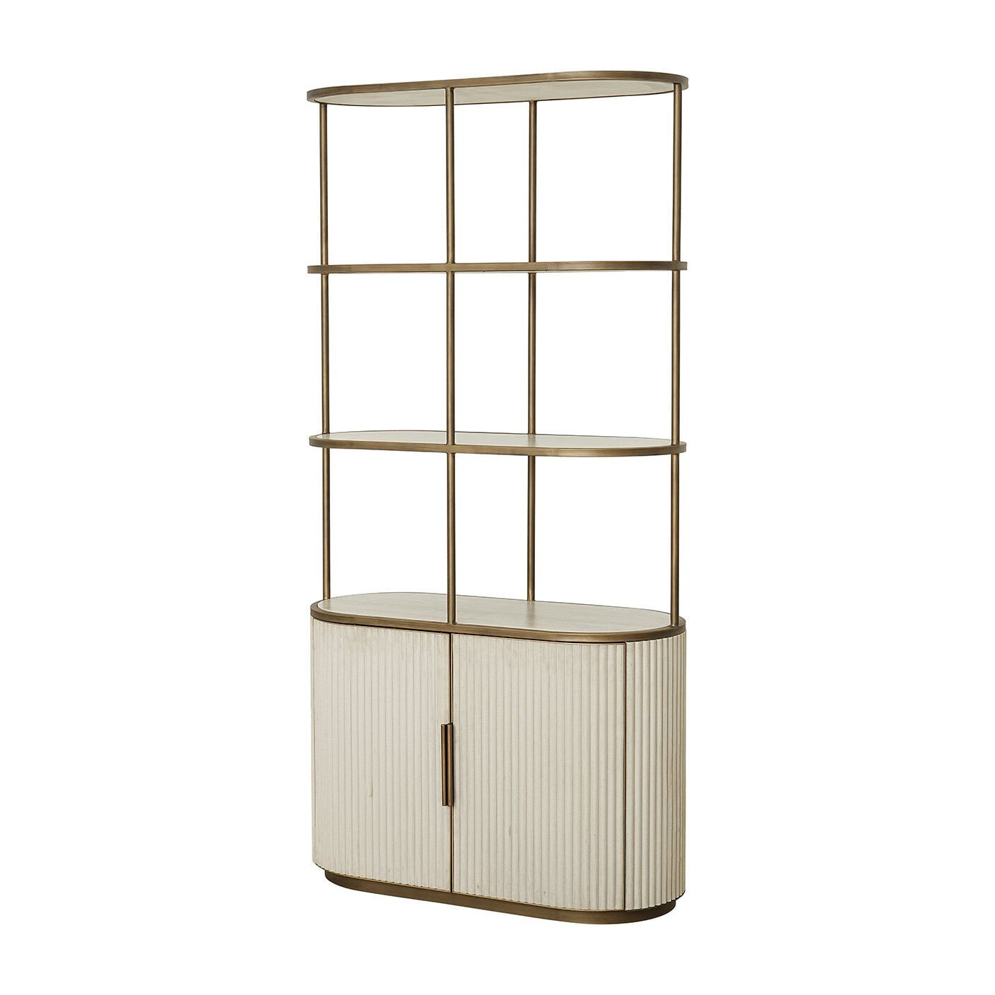 Richmond Wandkast Tivoli – Luxe Beige Wandkast met Stoffen Bekleding & Brass Details