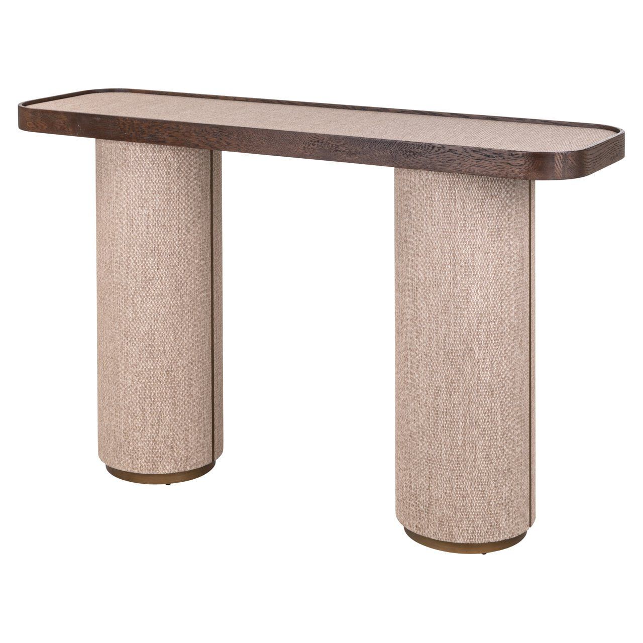 Richmond Willox Consoletabel – Bruine linnen‑ en eikensamenstelling, 140 cm
