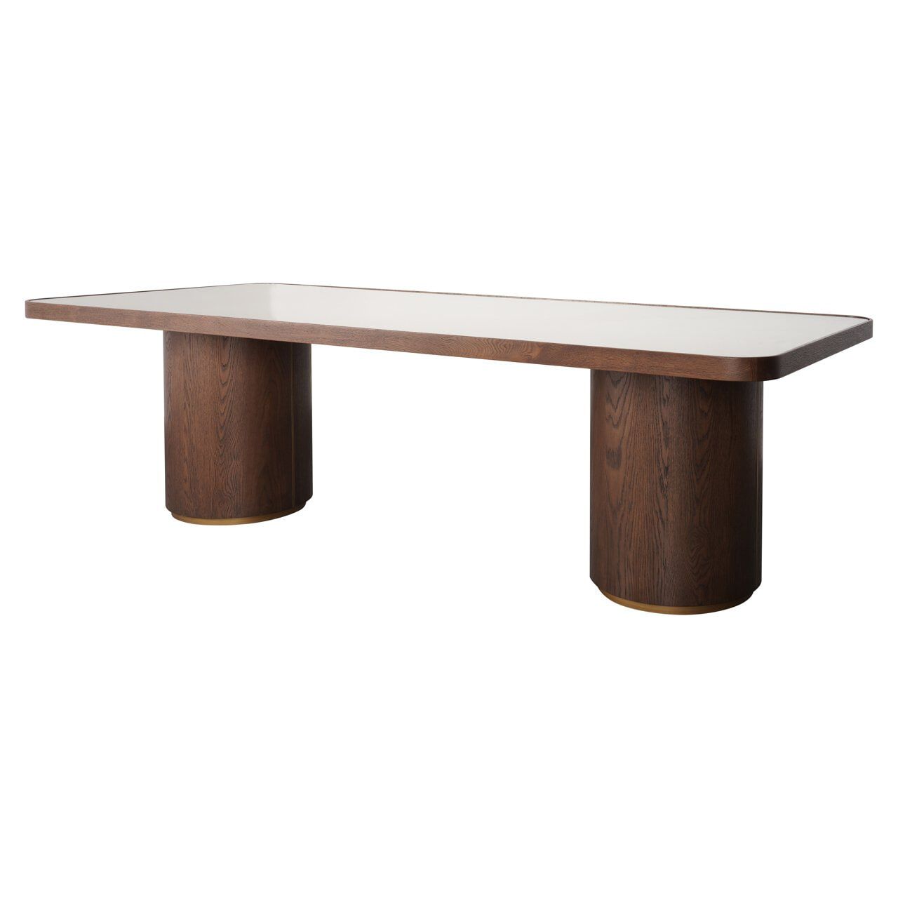 Richmond Willox eettafel – robuuste bruine eik met linnen top, 235 × 100 cm