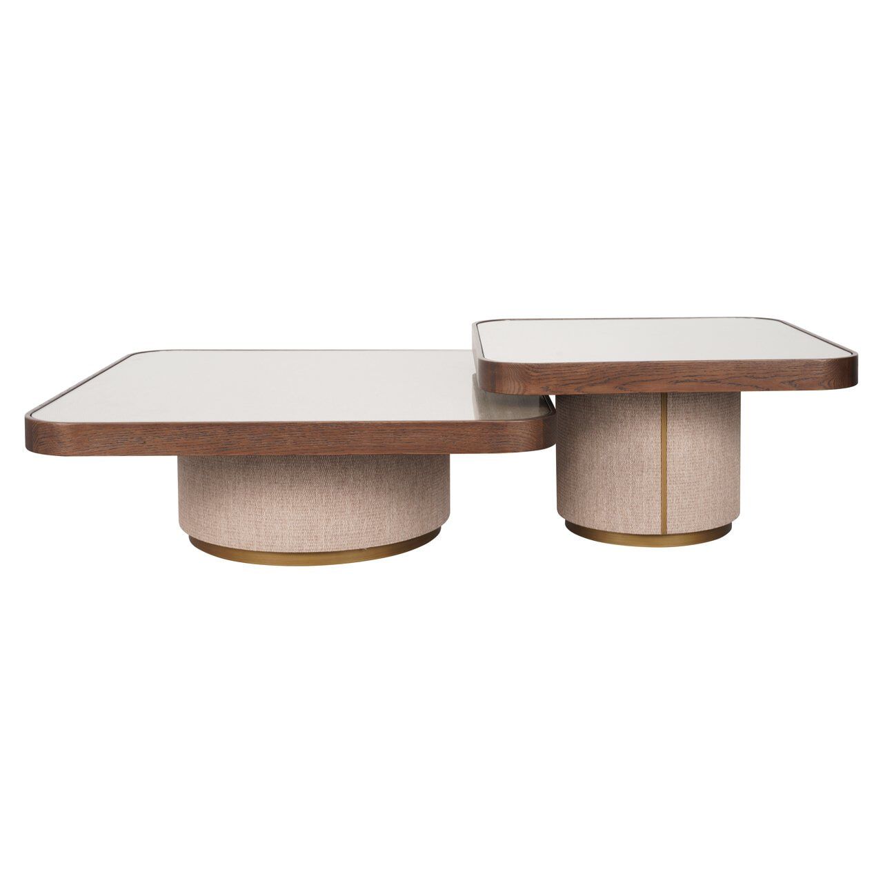 Richmond Willox Salontafel Set – Bruine Vierkante Tafels van Linnen & Eiken
