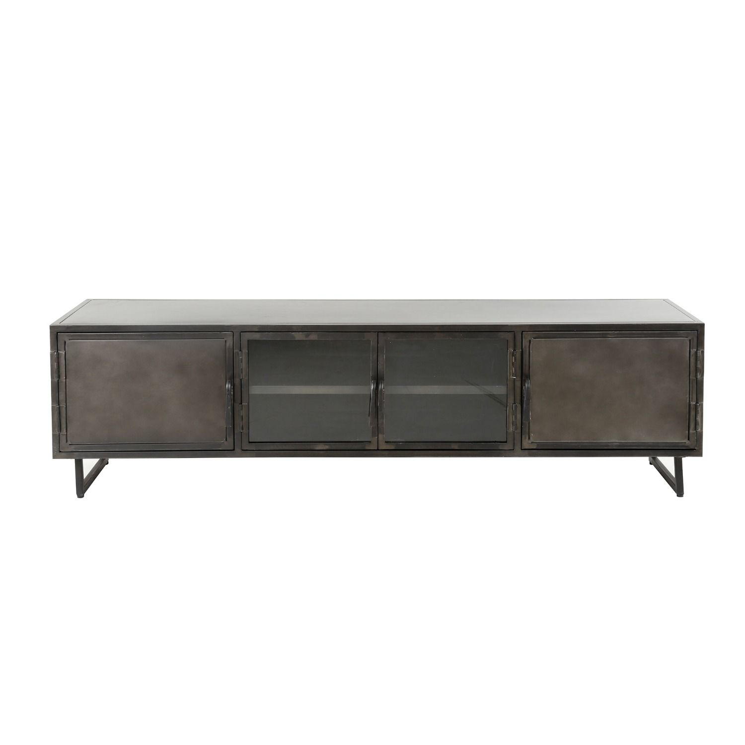 Rift tv‑meubel van metaal – 180 cm, 4 deuren, modern design