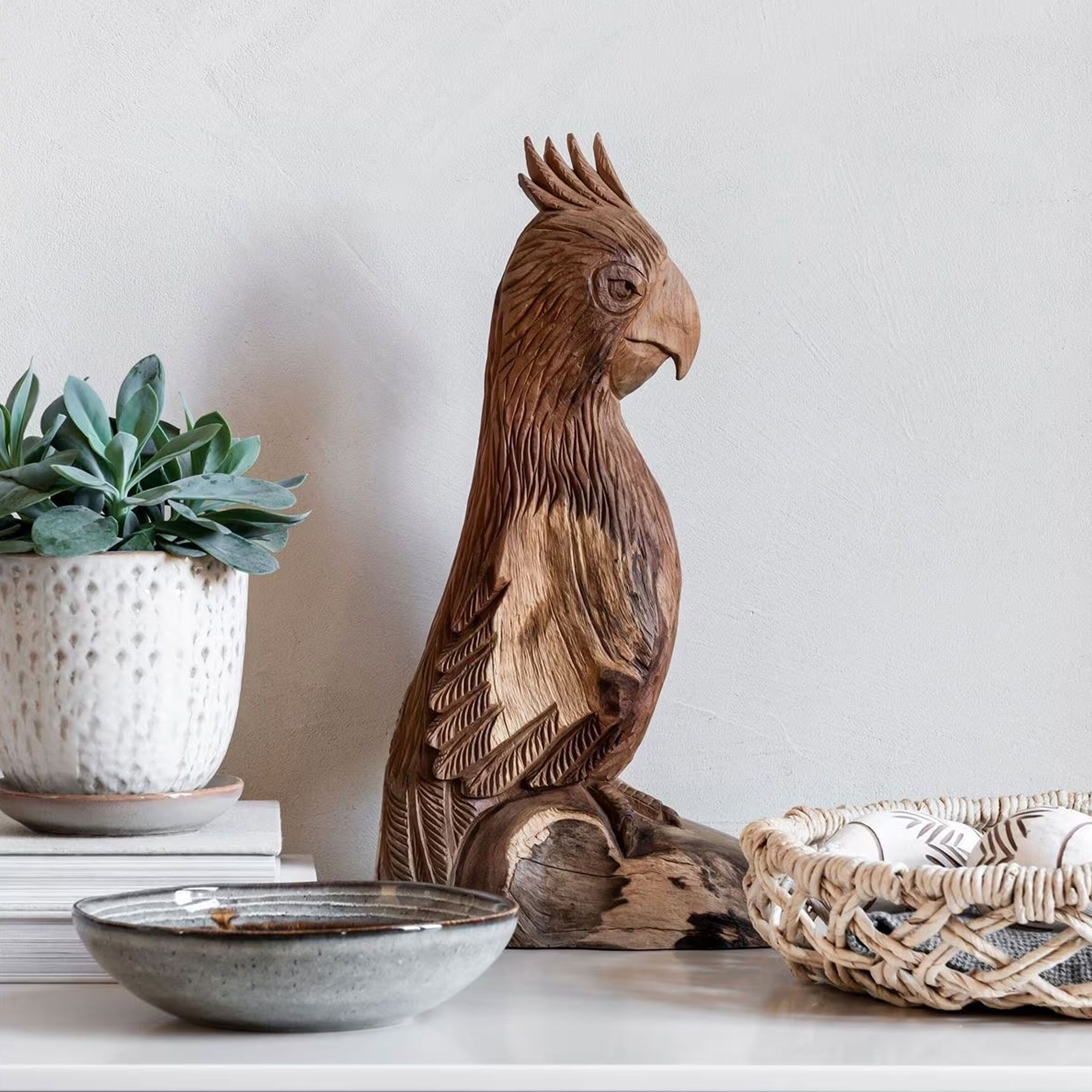 Rio Papegaai van Teakhout – Handgemaakte Must Living Decoratie