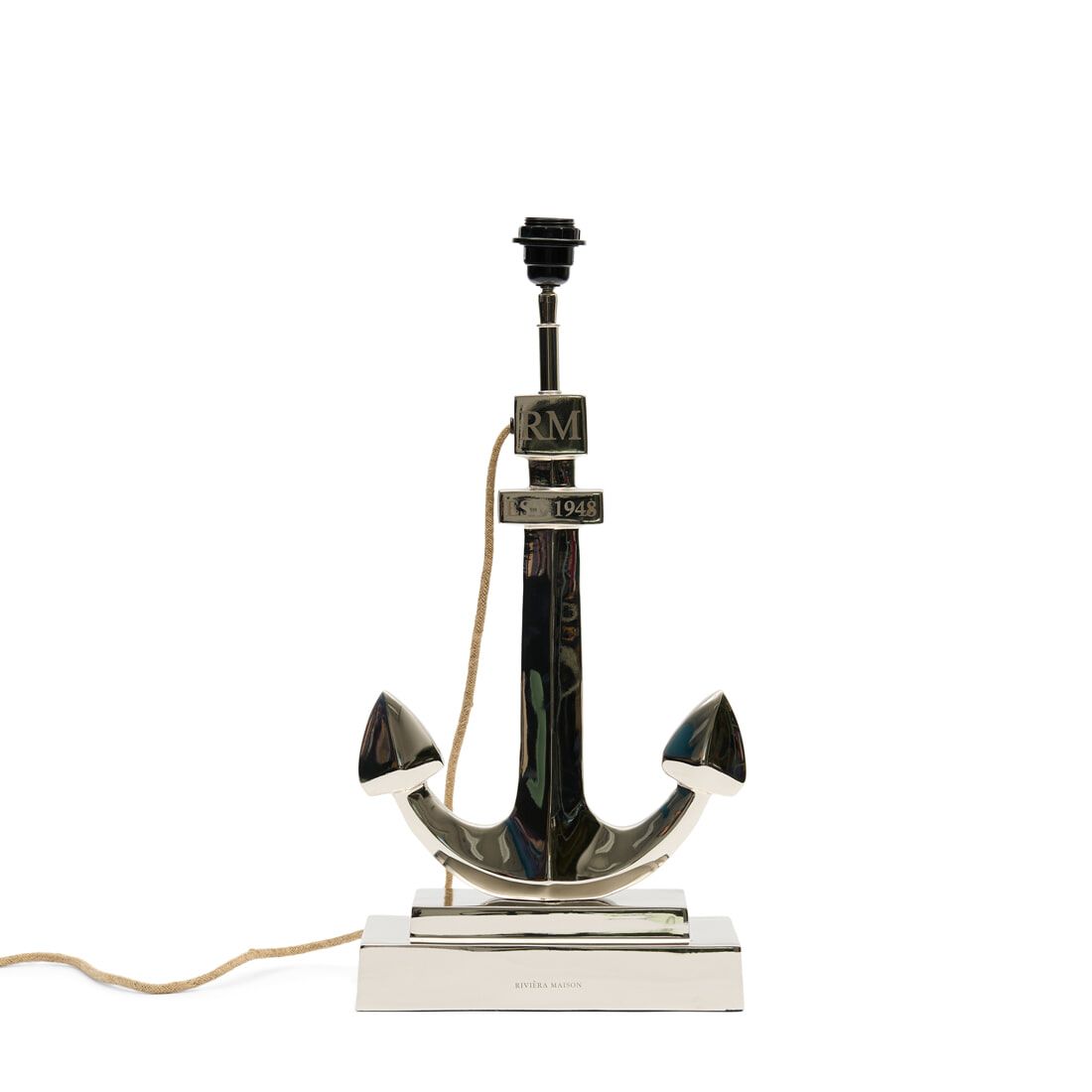 Riviera Maison Anker Tafellamp – 60 cm Zilver, Maritieme Sfeer voor Elke Kamer