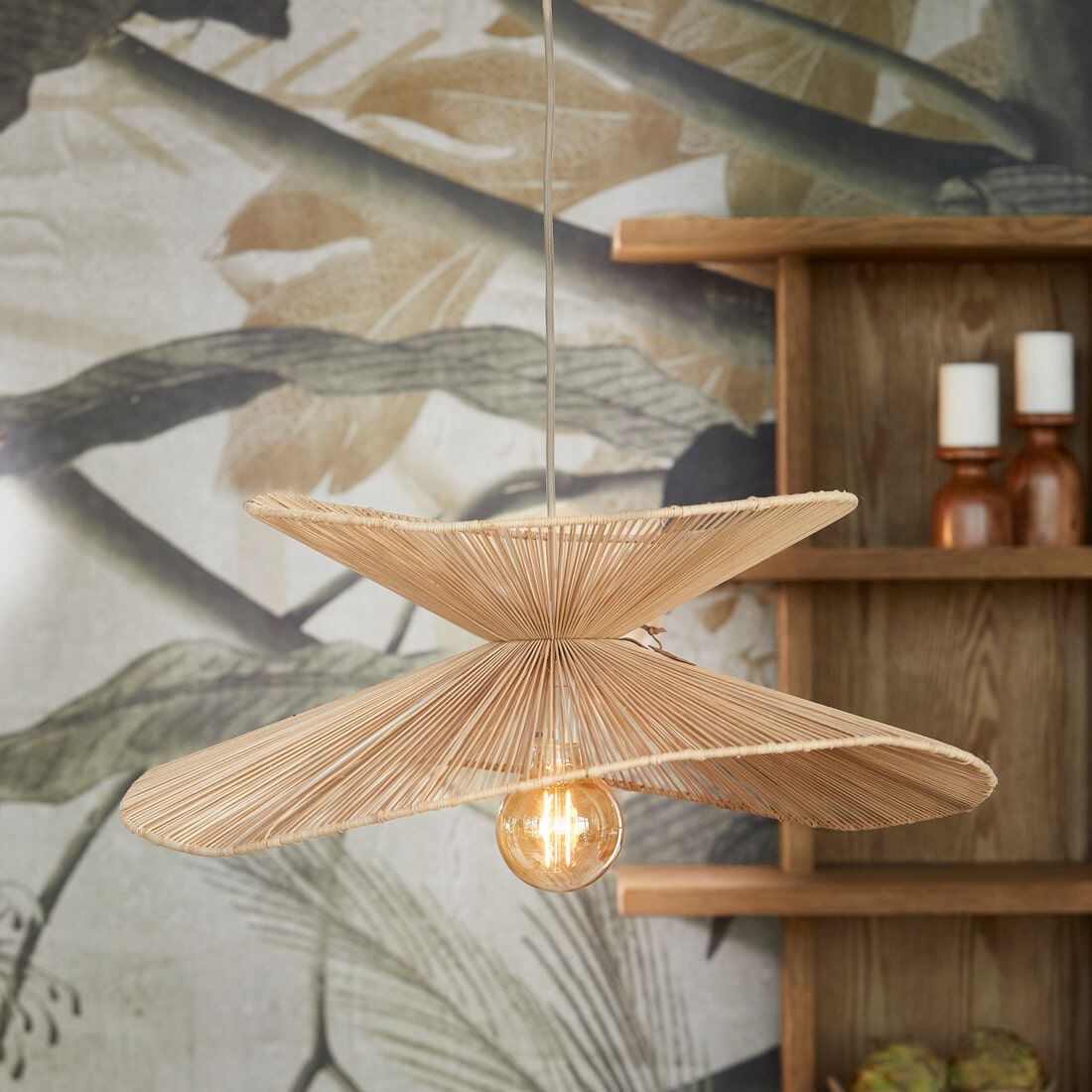 Rivièra Maison Bayu Hanglamp – Natuurlijke Rietlamp 65 cm voor een Warme Ambiance