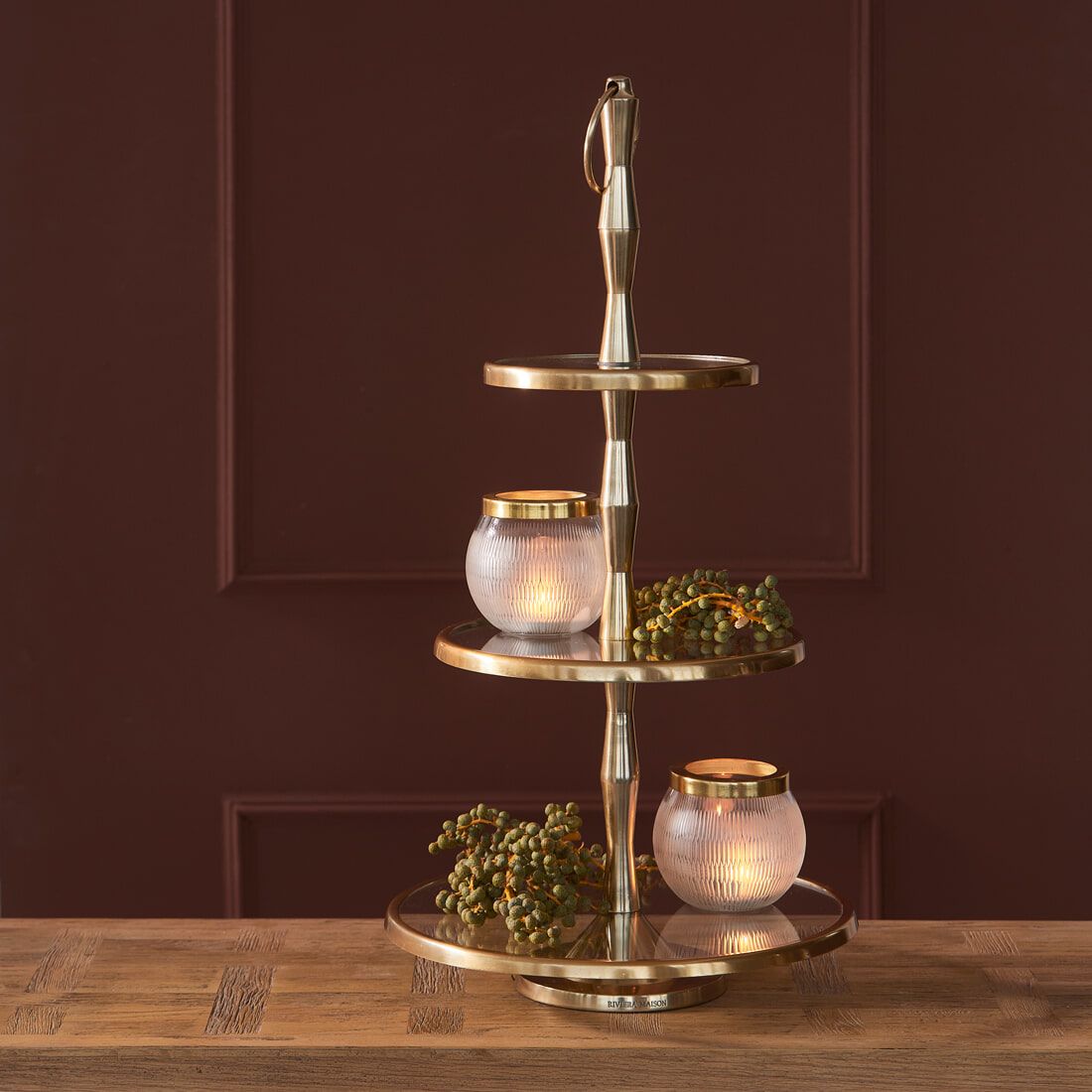 Rivièra Maison Belfaux Etageré – Luxe Gouden Glazen Plank voor Keuken en Woonkamer