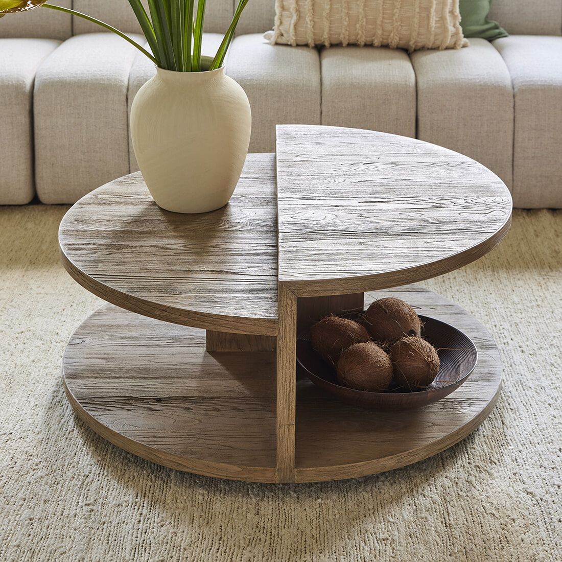 Rivièra Maison Del Rey Salontafel 90 cm – Ruime ronde eikenhouten koffietafel