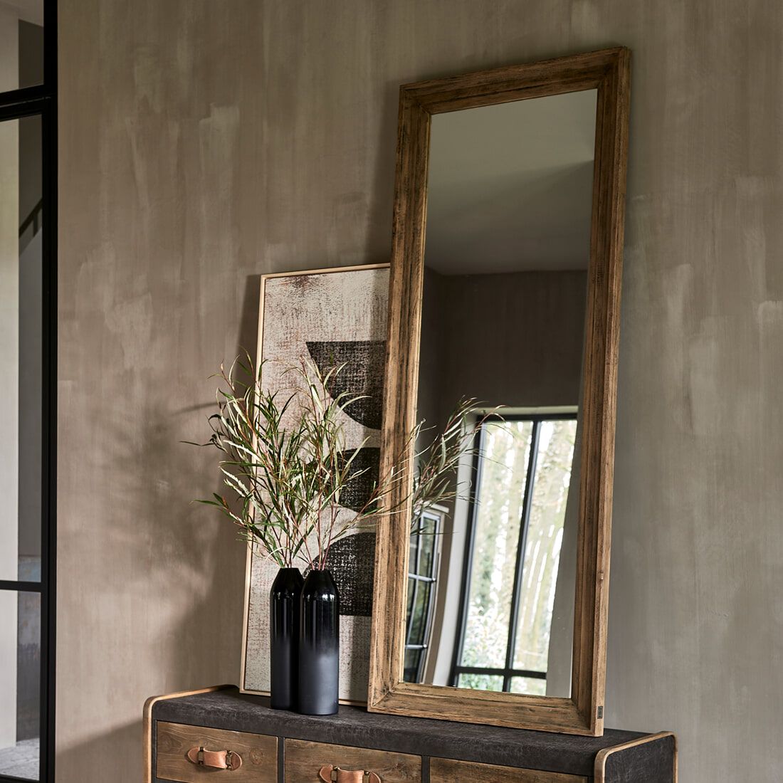 Rivièra Maison Eivissa Spiegel 200 × 80 cm – Luxe Bruine Lijst van Gerecycled Eikenhout