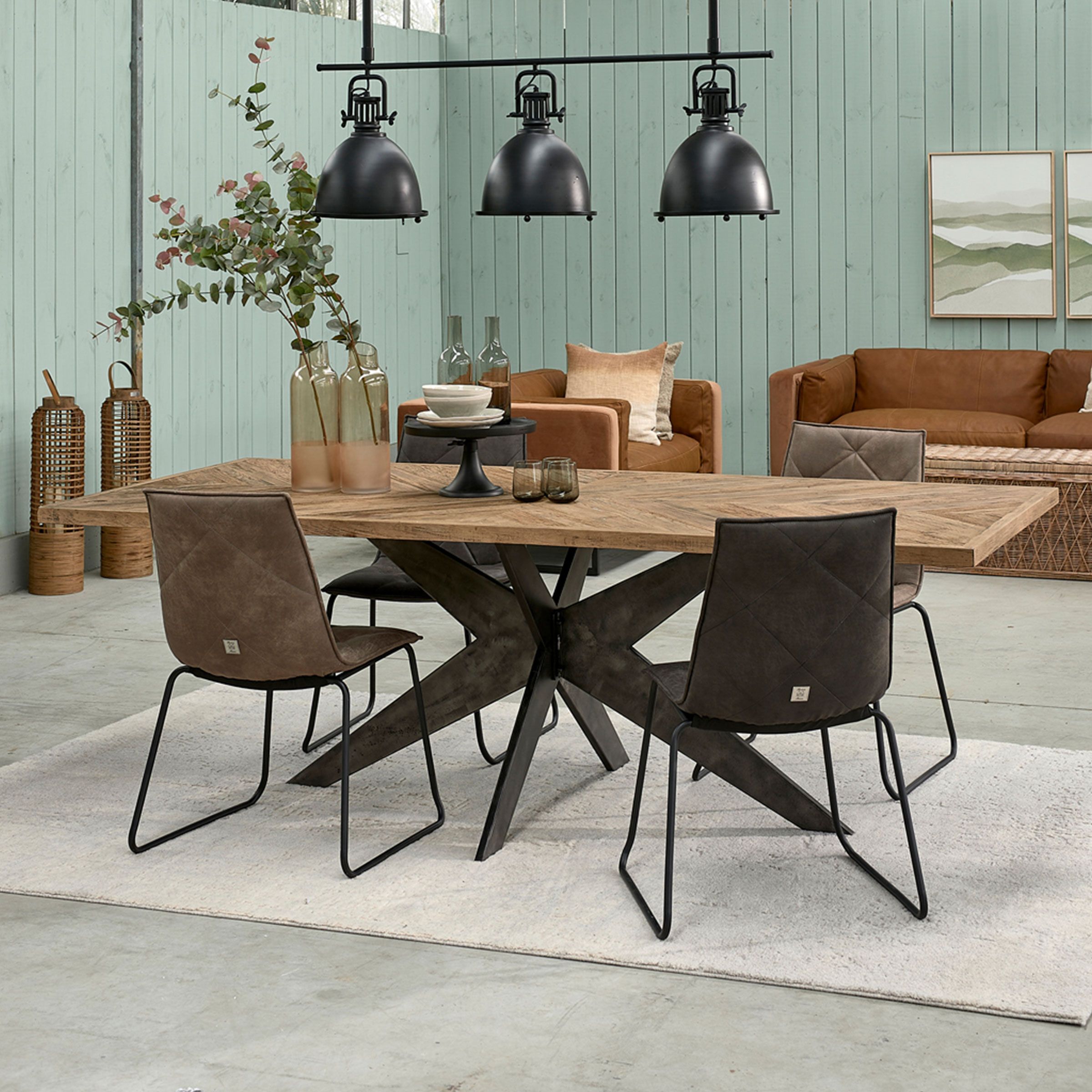 Rivièra Maison Falcon Crest eettafel 230 × 100 cm – duurzame charme in industrieel design