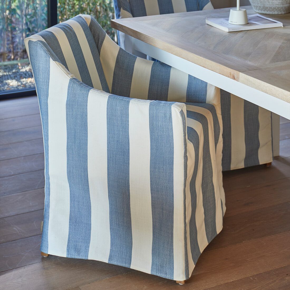 Rivièra Maison Firenze eetkamerstoel – French Blue Stripe