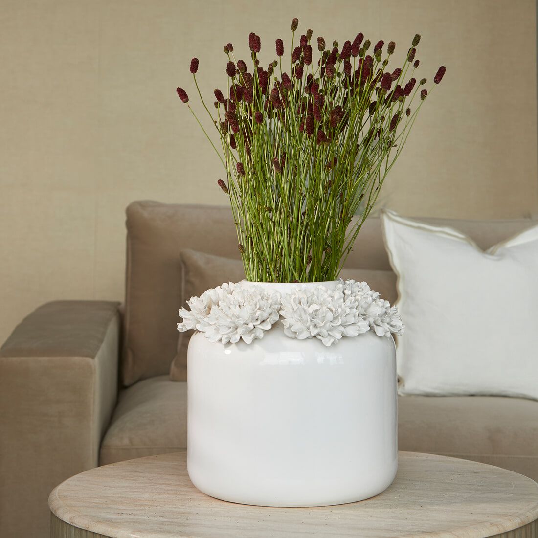 Rivièra Maison Flourishing keramische vaas – elegante wit‑beige bloemdecoratie, 35 cm