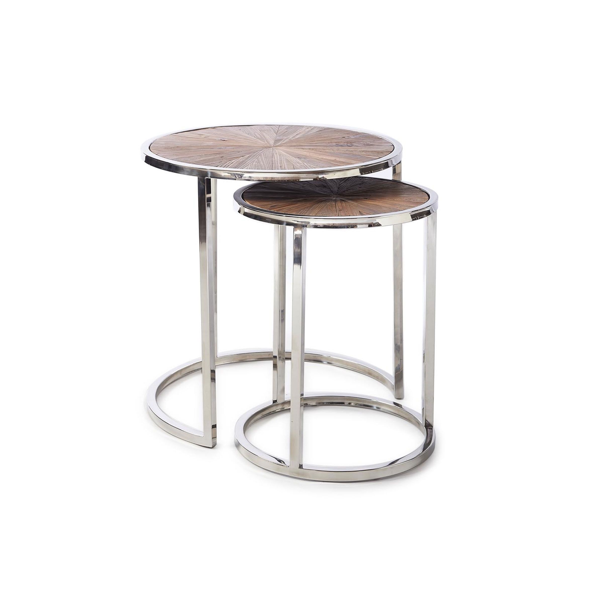 Rivièra Maison Greenwich Bijzettafels – Set van 2 ronde tafels van gerecycled hout