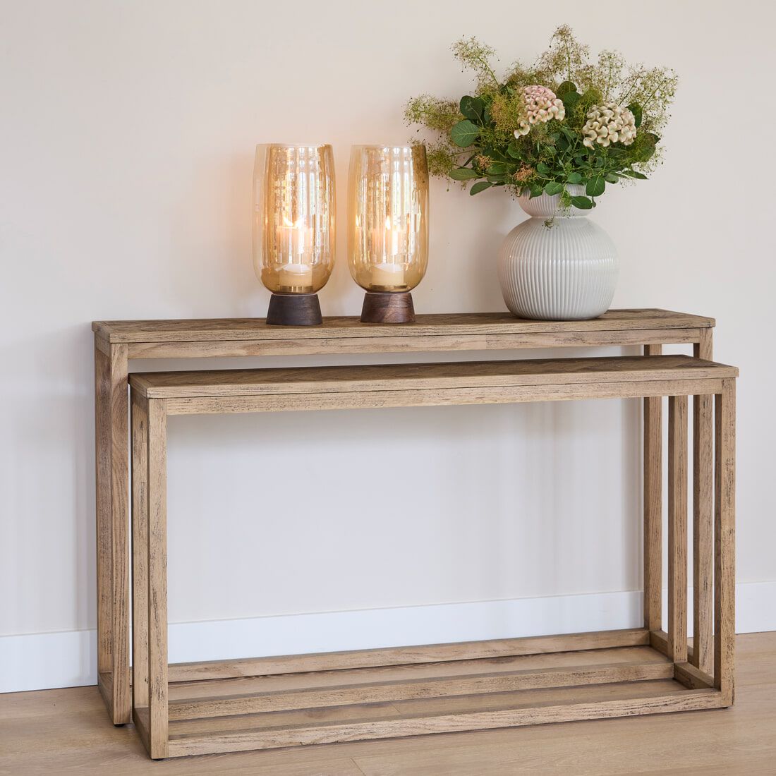 Rivièra Maison Harbour Island Sidetables – Elegante eikenhouten set van 2
