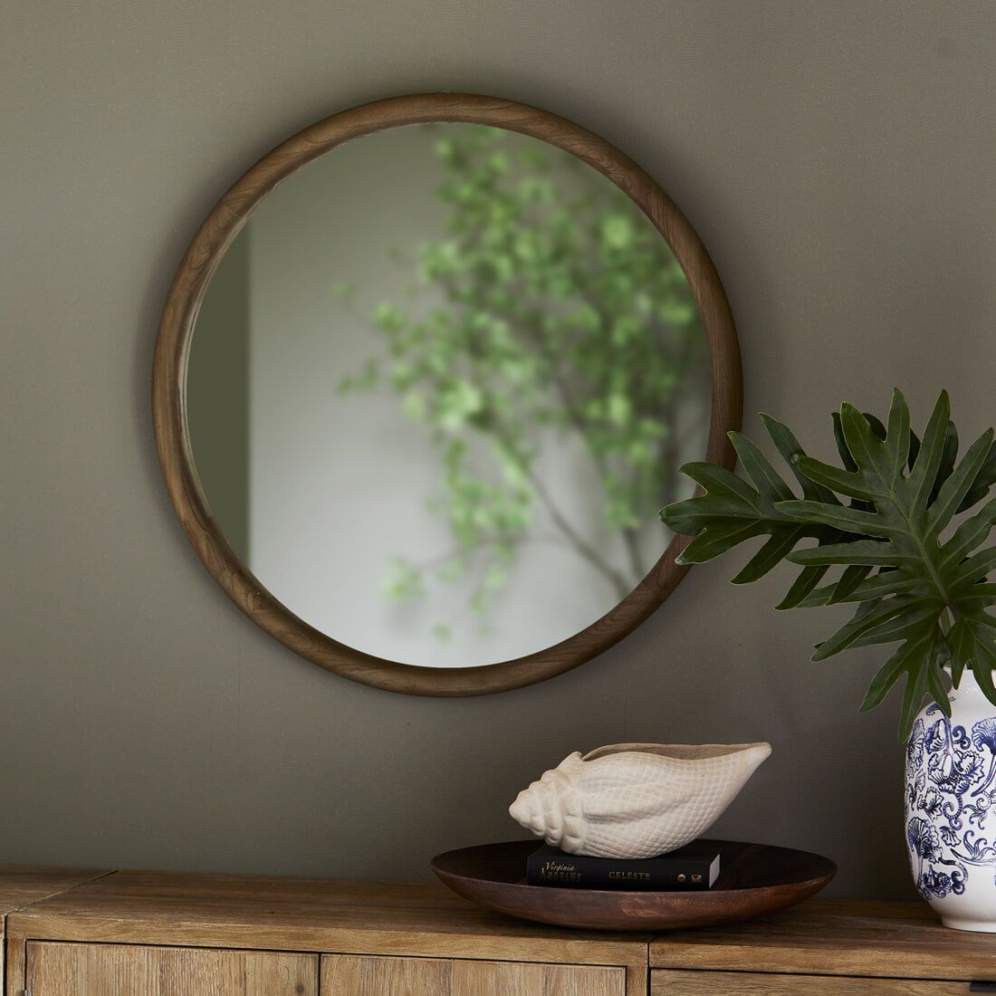 Rivièra Maison Isola ronde spiegel – 80 cm, warme houtlook