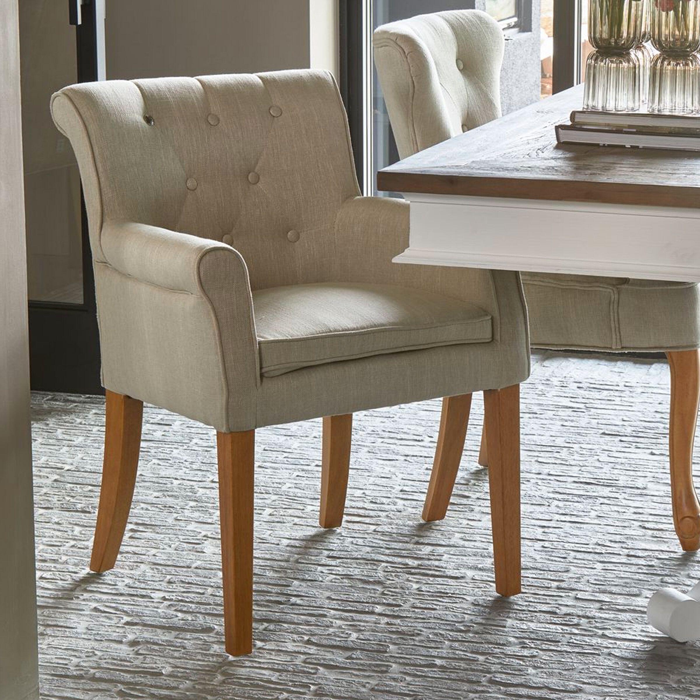 Rivièra Maison La Scala eetkamerstoel – elegante linnenklassieker in Flax