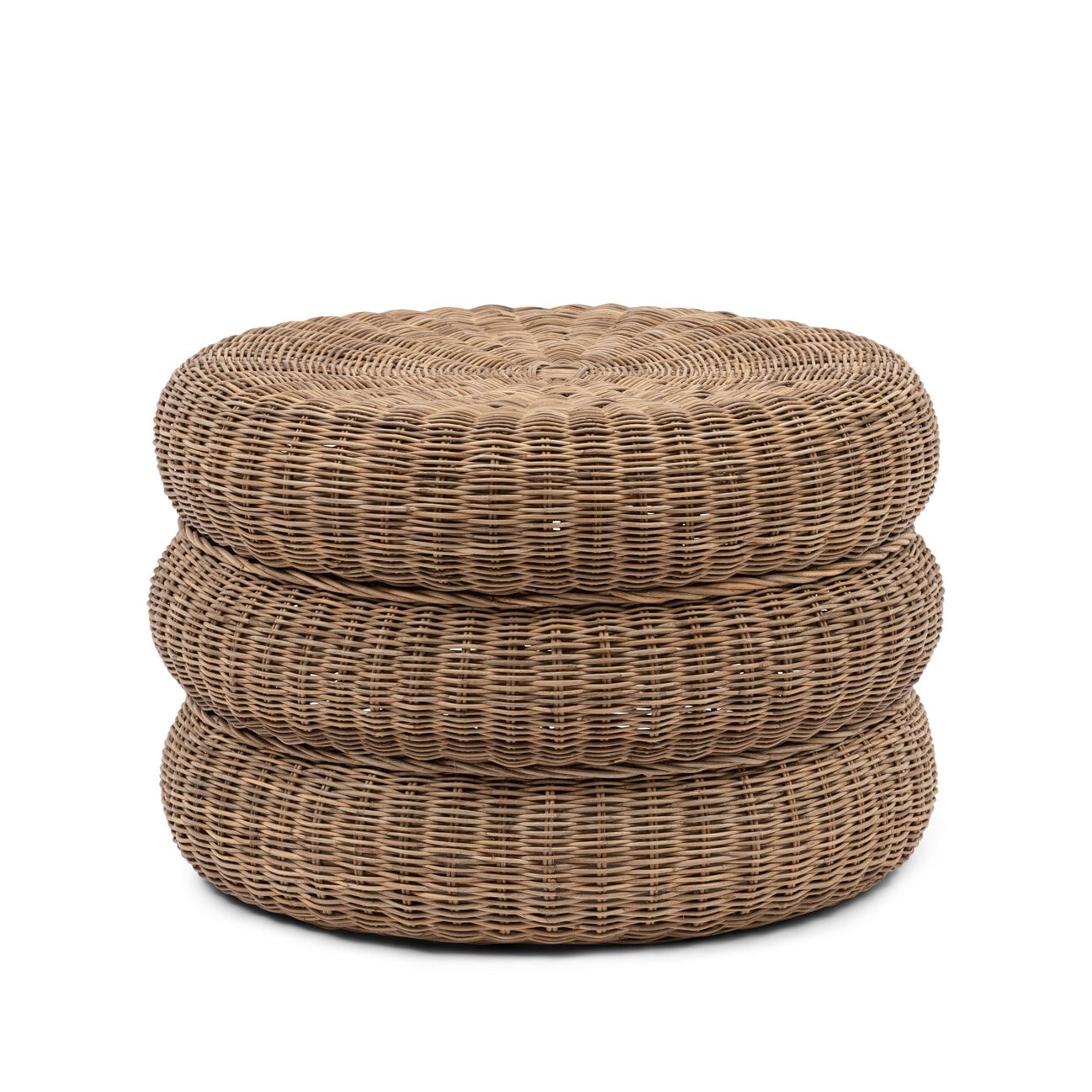 Rivièra Maison Macaron Poef – Ronde Rattan Hocker 60 cm – Naturel