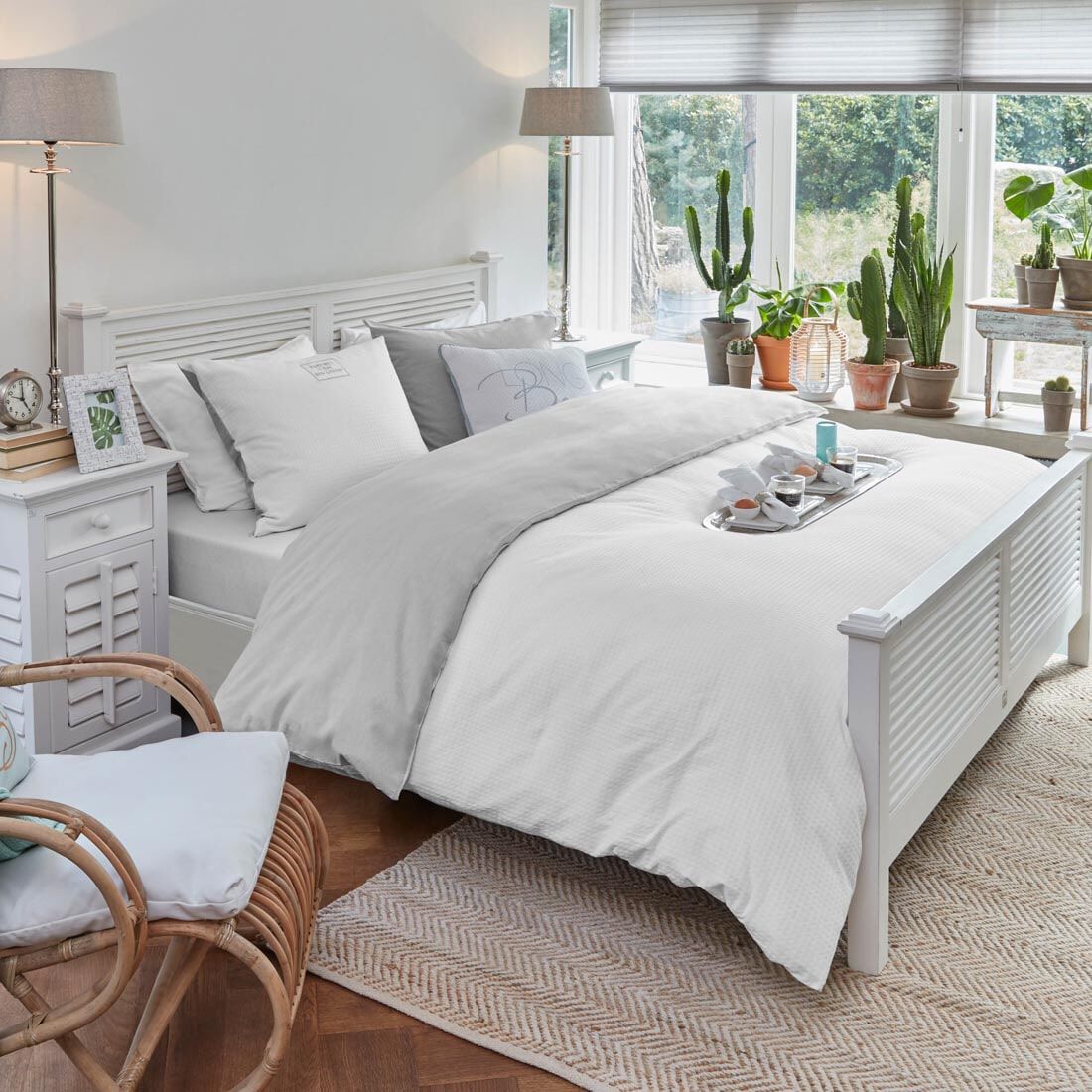 Rivièra Maison New Orleans wit tweepersoonsbed 180 × 200 cm – stijlvol acaciahout