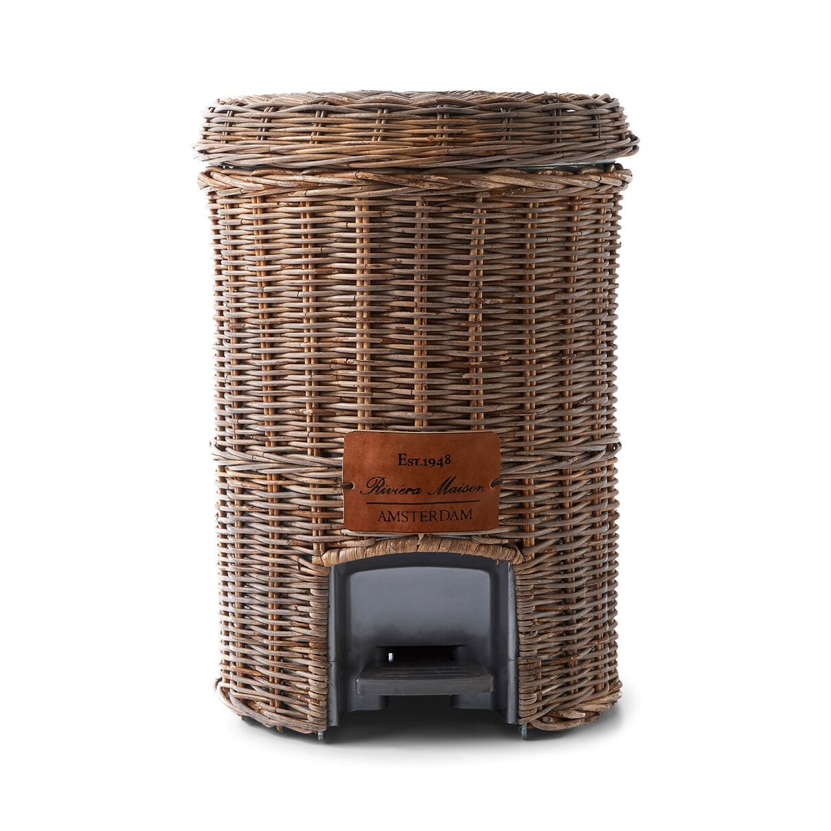 Rivièra Maison Rustic Rattan Prullenbak – Stijlvolle Bruine Afvaloplossing voor Keuken en Badkamer