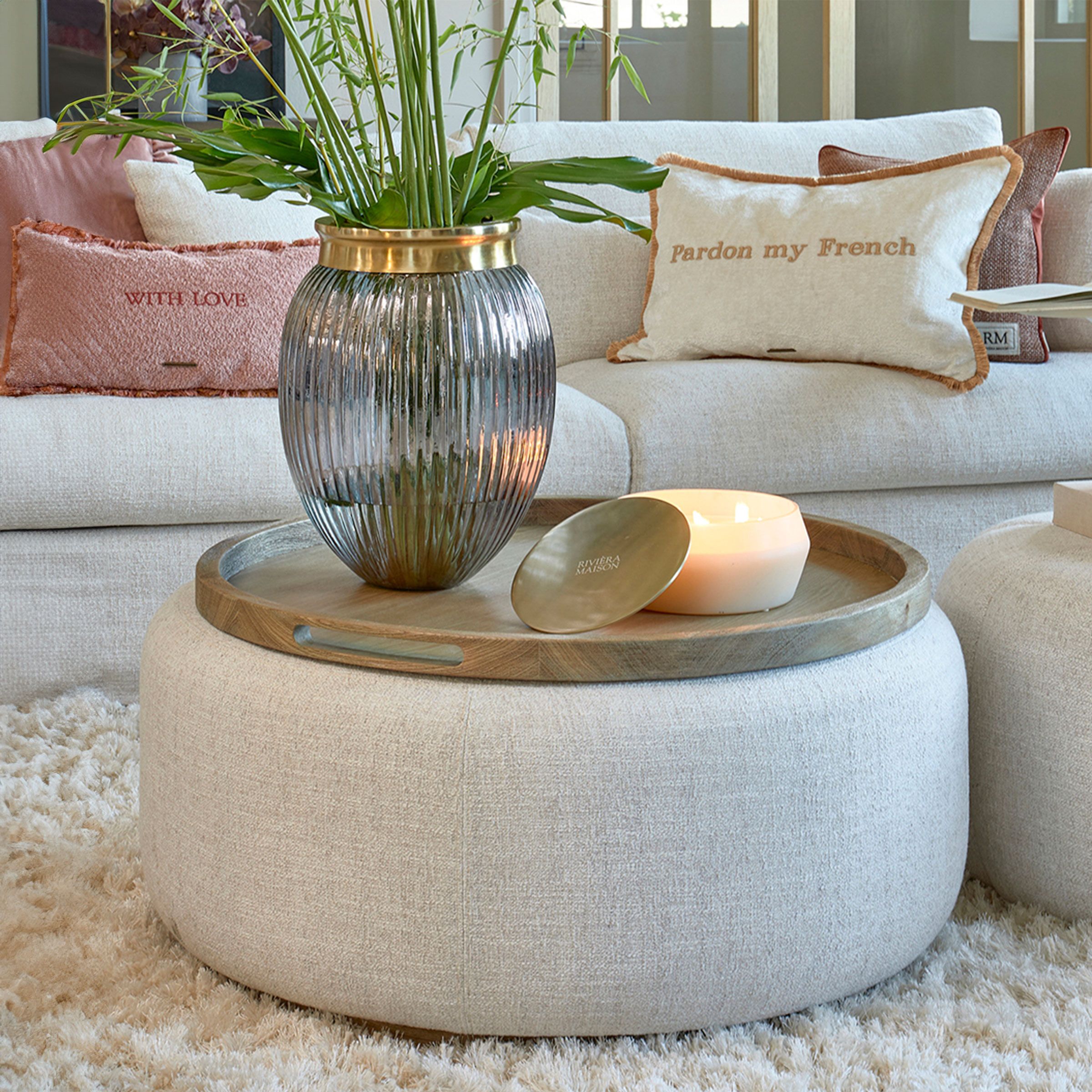 Rivièra Maison Salontafel Babylon – ronde elegante eye‑catcher in antiek wit, 91 cm