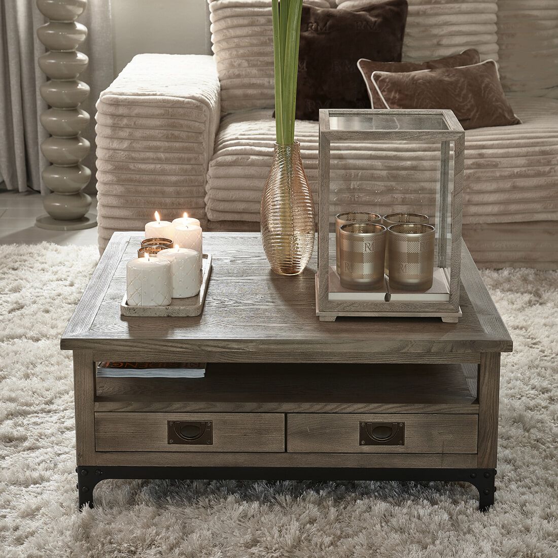 Rivièra Maison The Hoxton salontafel – Stoer, duurzaam & praktisch (90 × 90 cm)