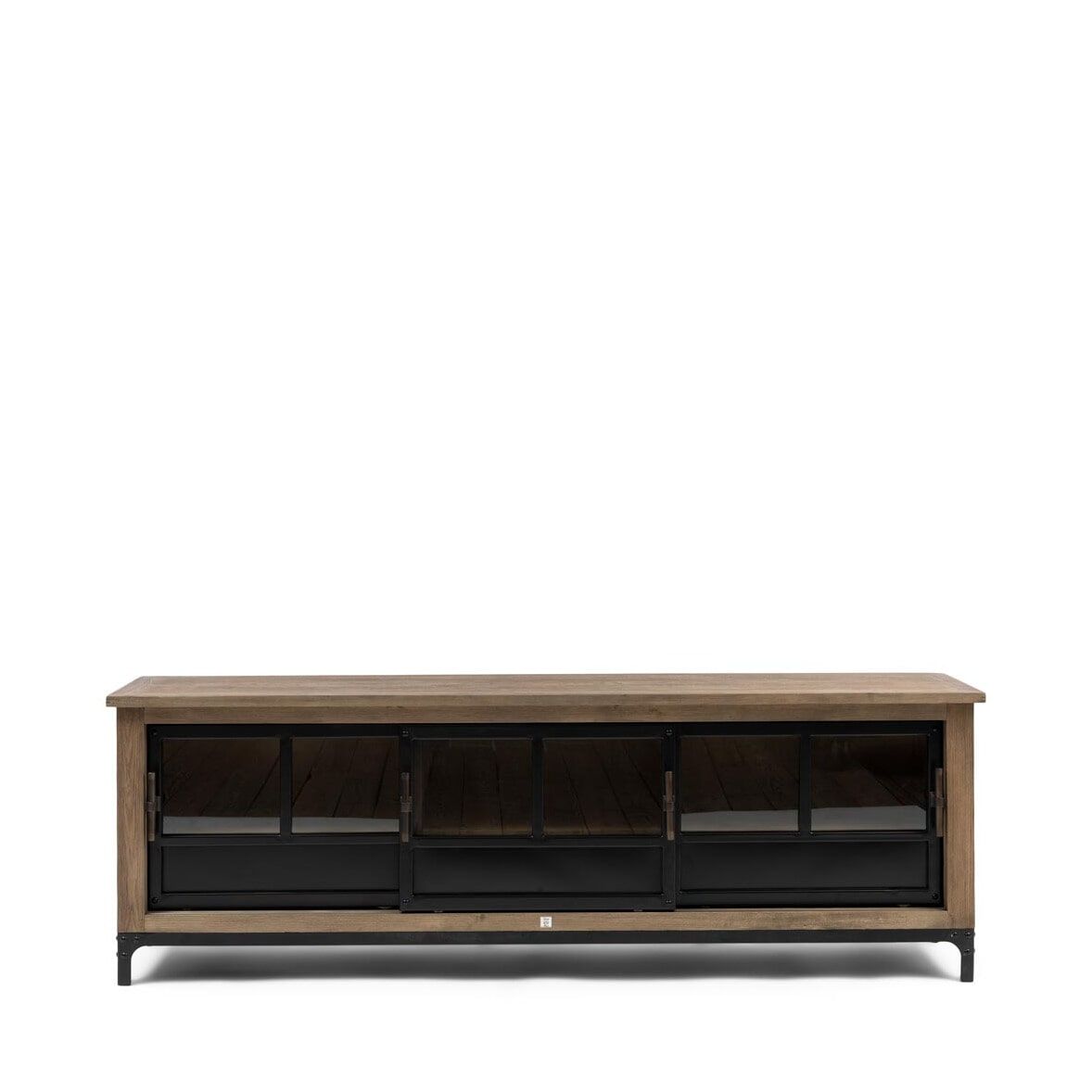 Rivièra Maison TV‑meubel The Hoxton – Essenhout & Glas, 190 cm, Black