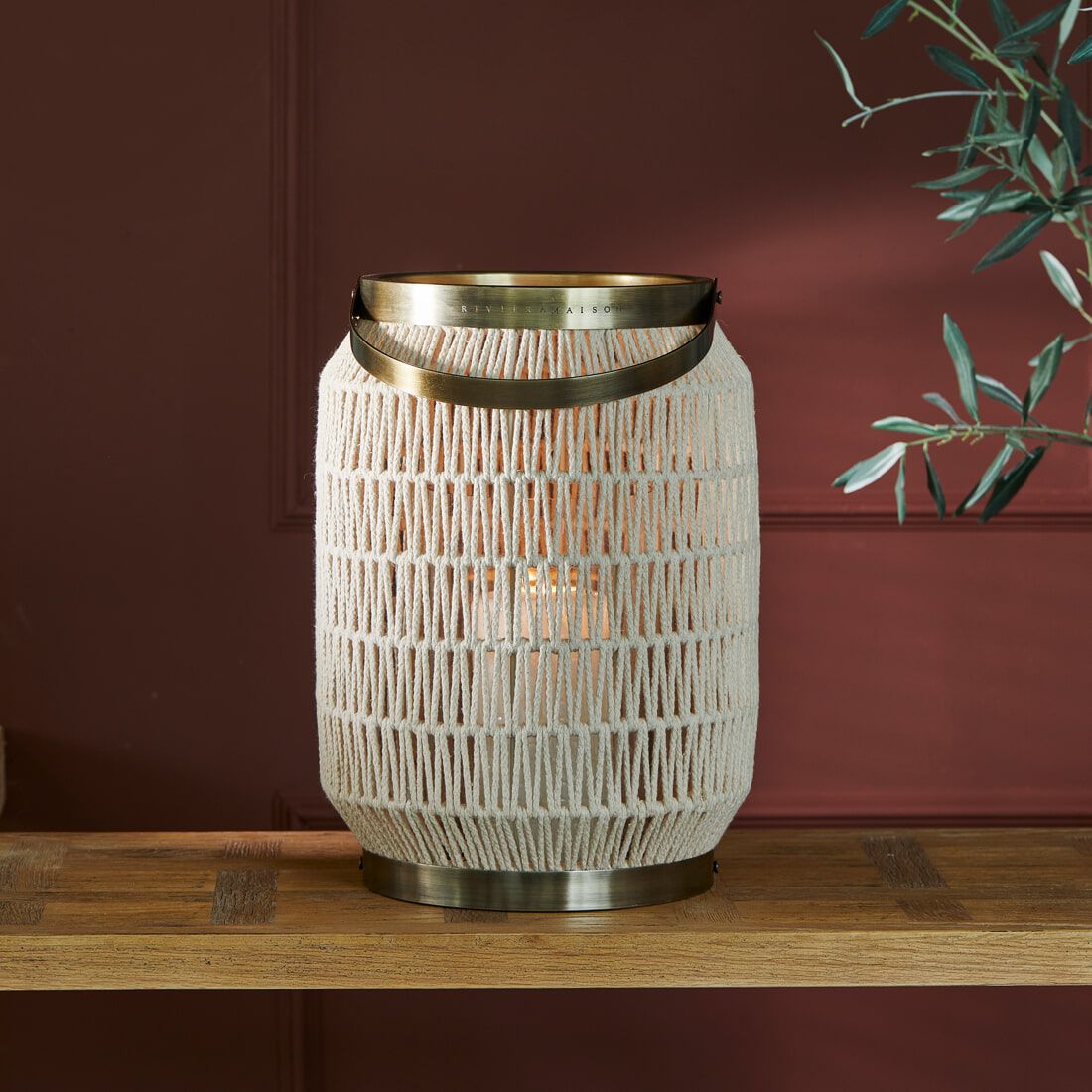 Rivièra Maison Windlicht San José – Stoer katoenen touw in beige, 56 cm