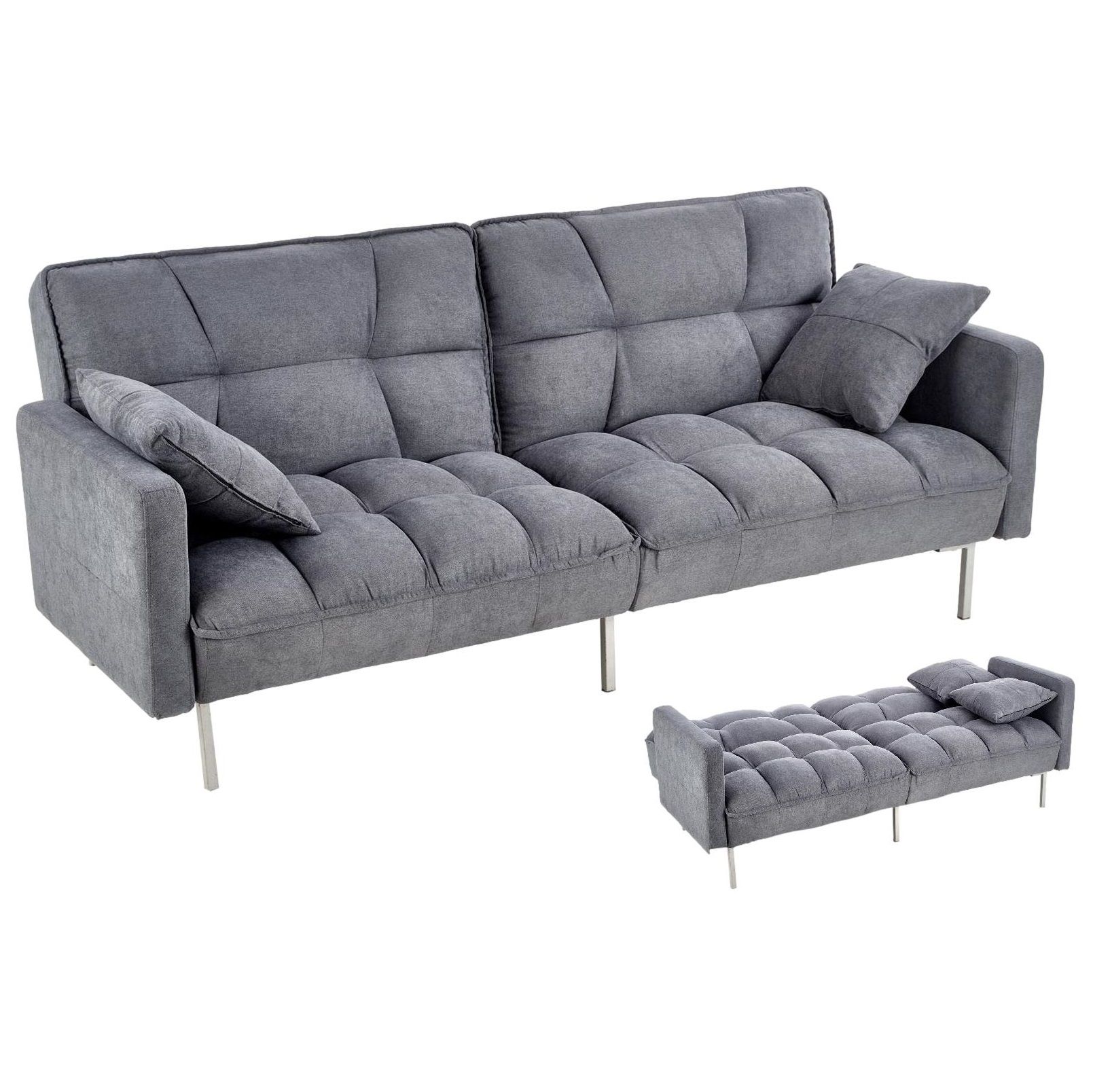 Roberto Slaapbank 193 cm – Moderne Velvet sofa in donkergrijs