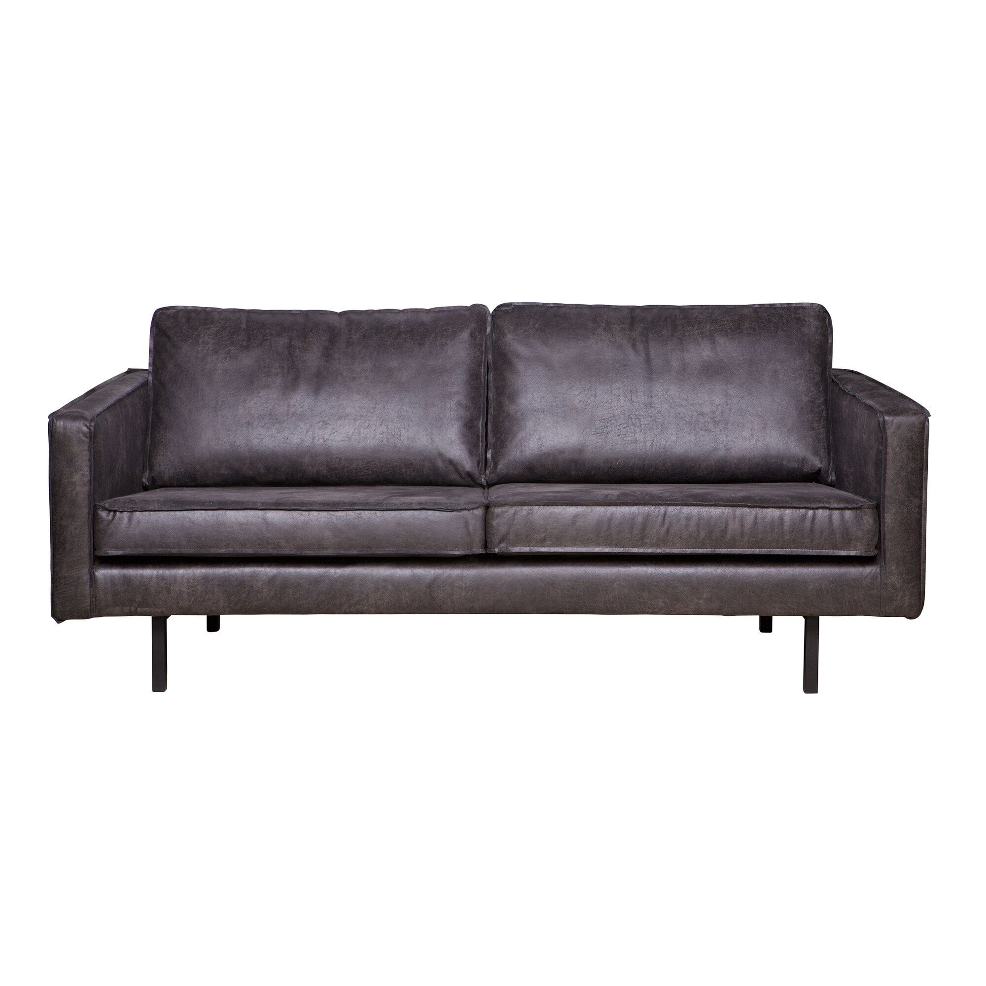 Rodeo 2,5-zits bank in antraciet – modern comfort met duurzame lederlook