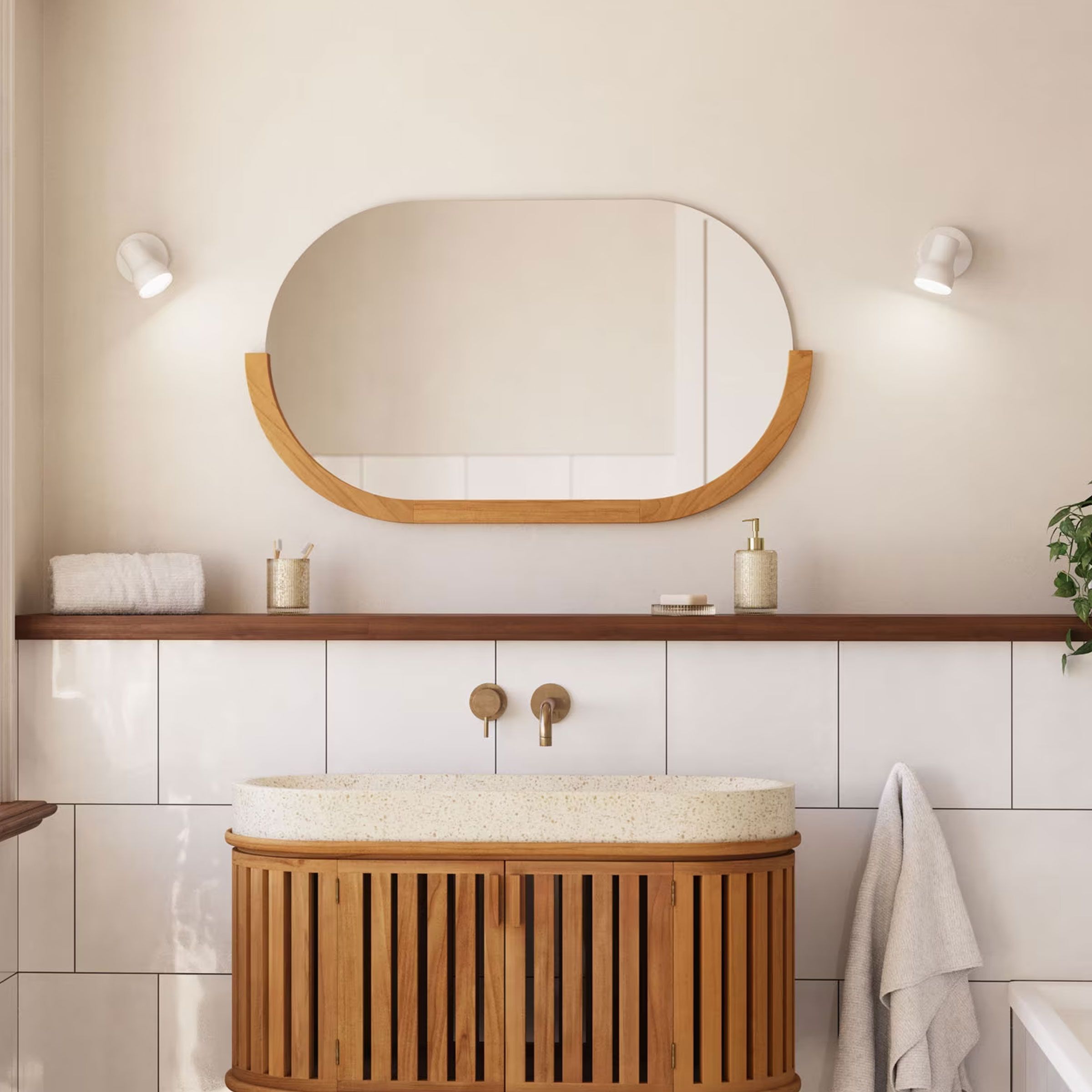 Rokia Teakhouten Spiegel 90×55 cm – Natuurlijke Designspa voor elke ruimte