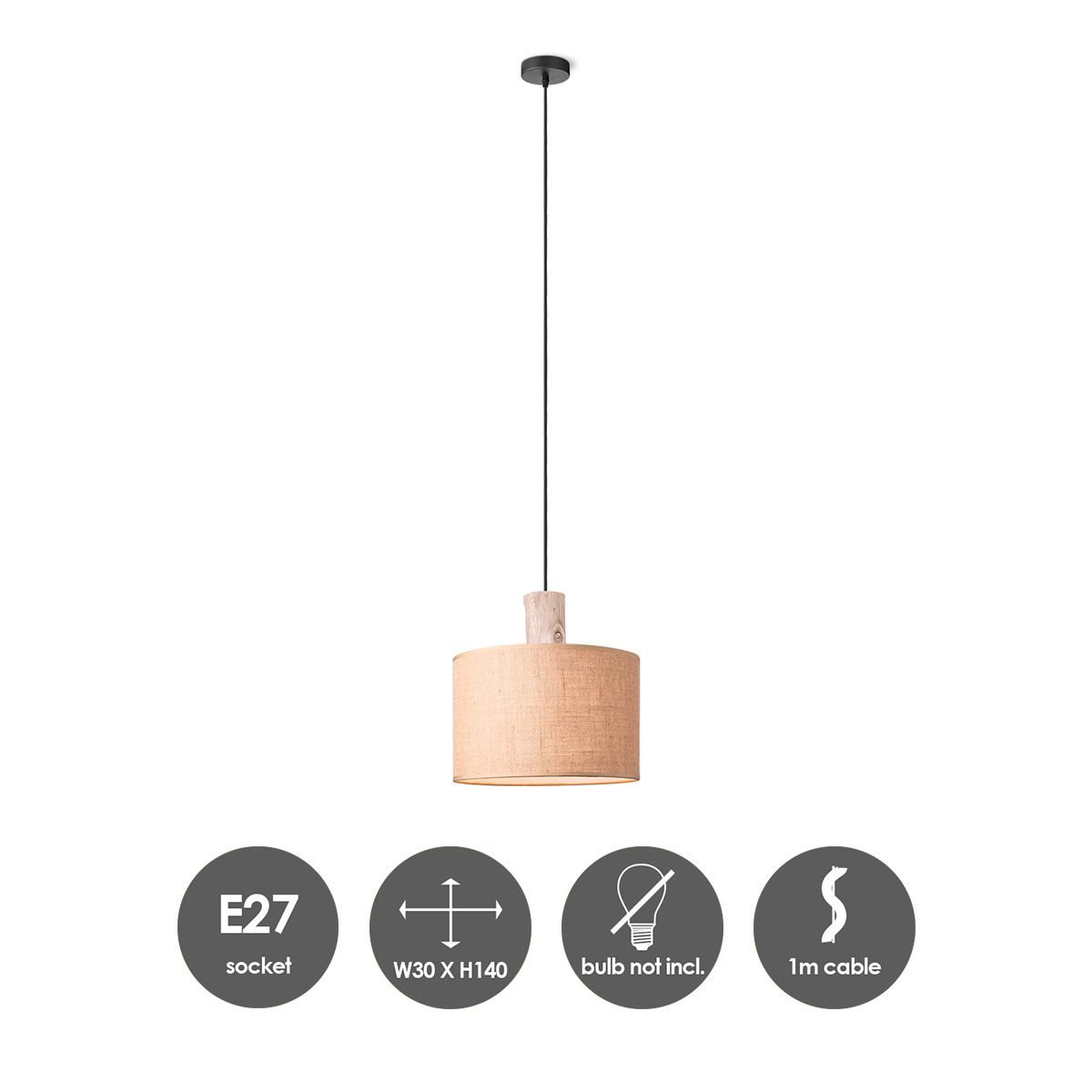 Romantische linnen hanglamp van Home Sweet Home – 30 cm, naturel