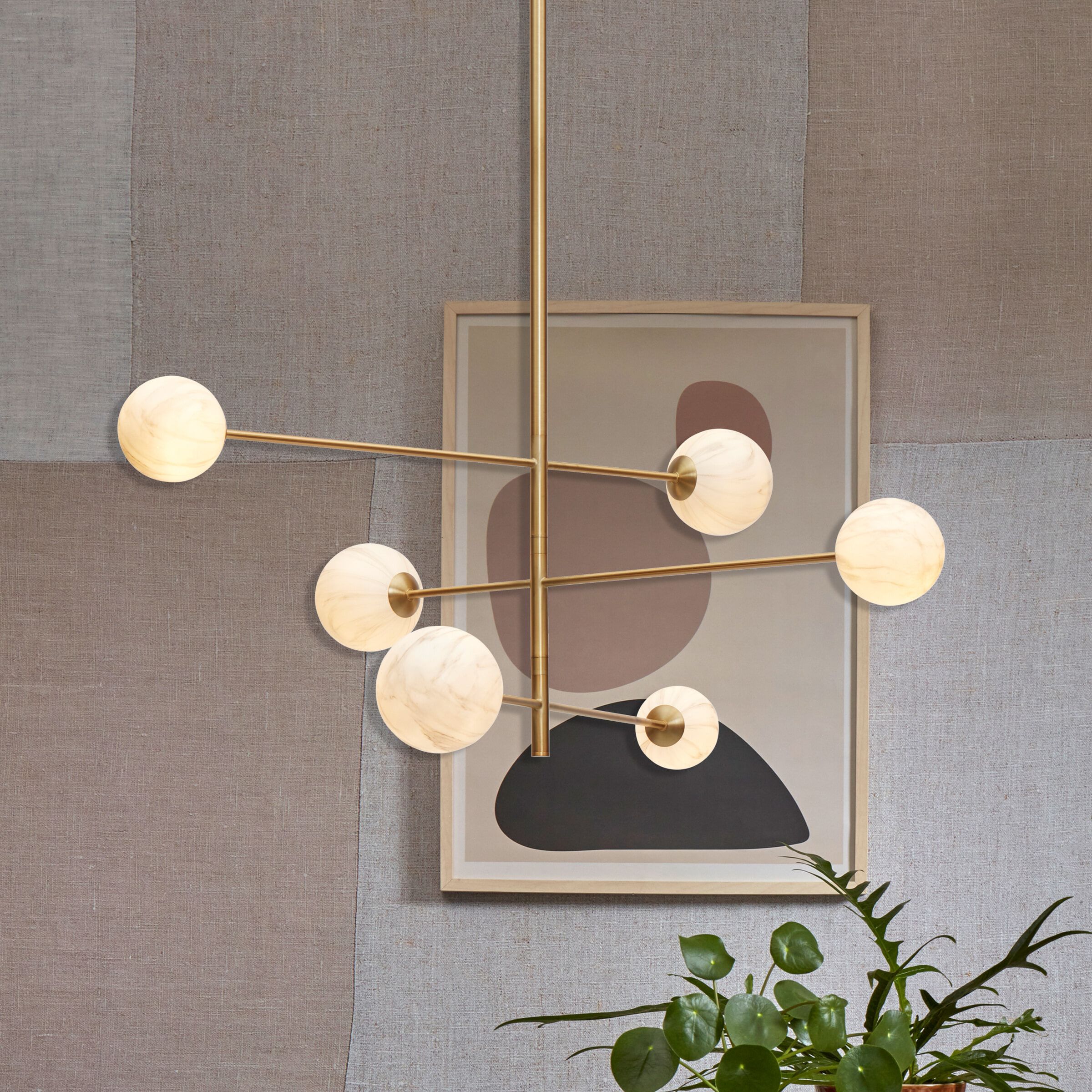 RoMi Carrara Hanglamp – Elegante 6‑lampeninstallatie in marmerlook
