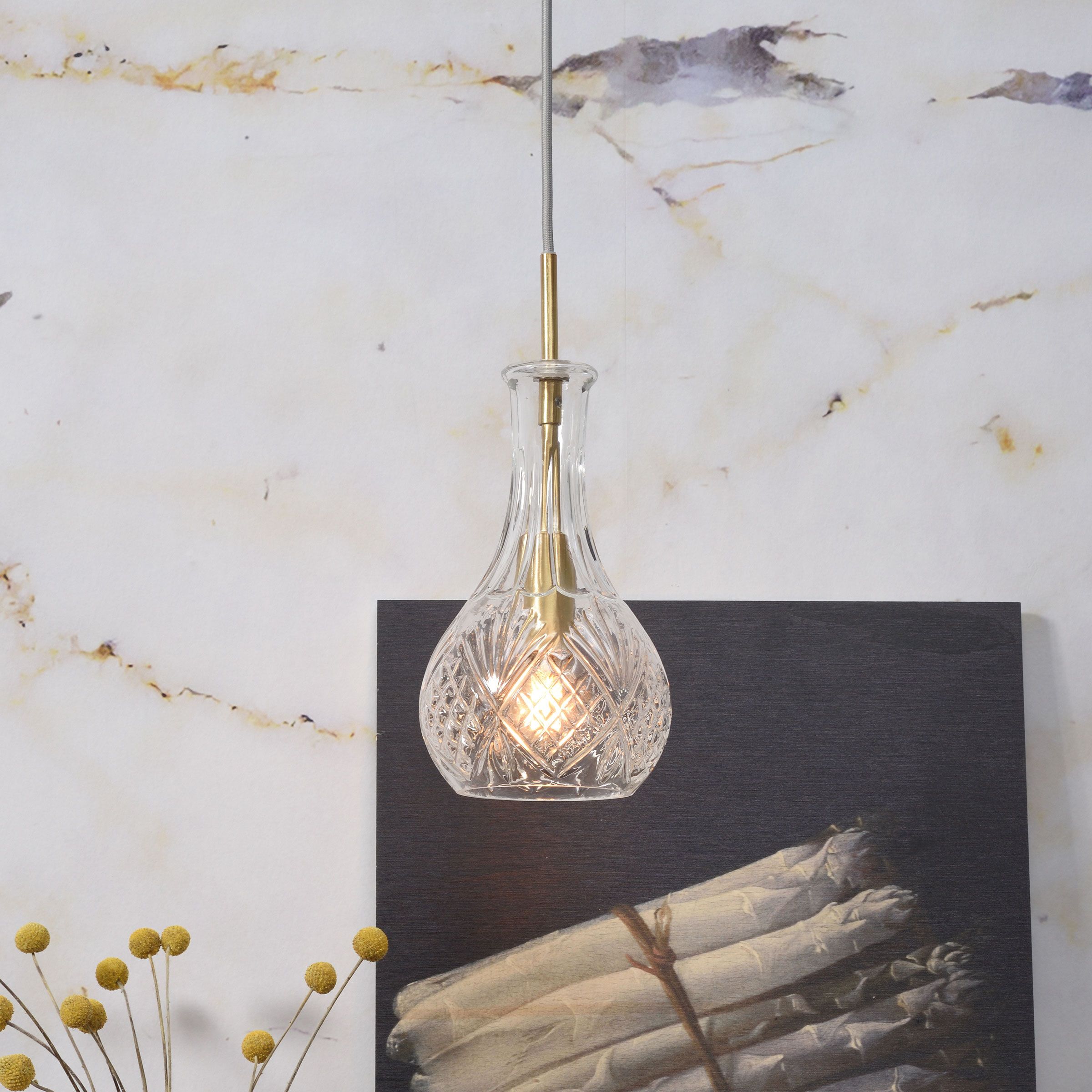 RoMi Hanglamp Brussels Druppel – Luxe Gouden Hanglamp met Glasdruppel