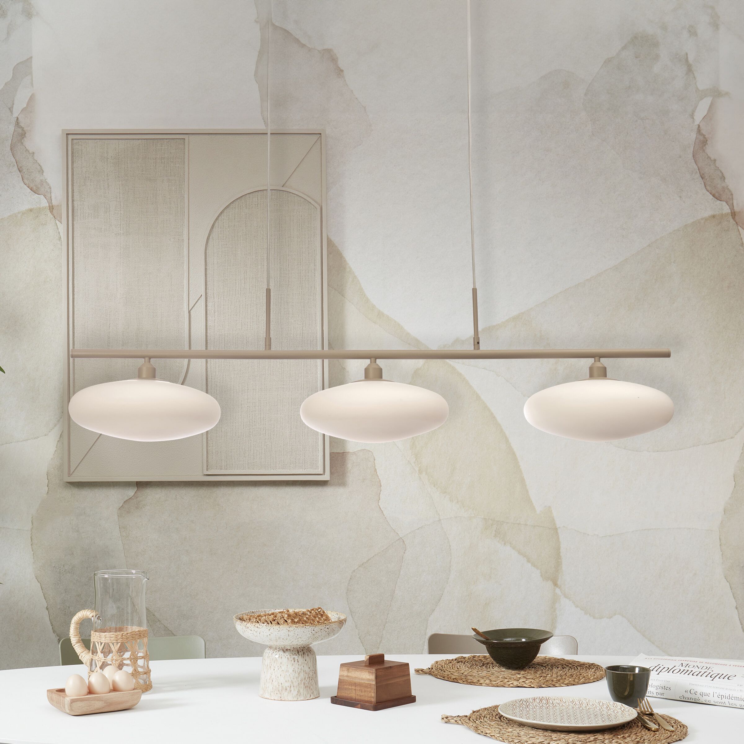 RoMi Sapporo 3‑lampen hanglamp – tijdloze witte elegantie voor elke ruimte