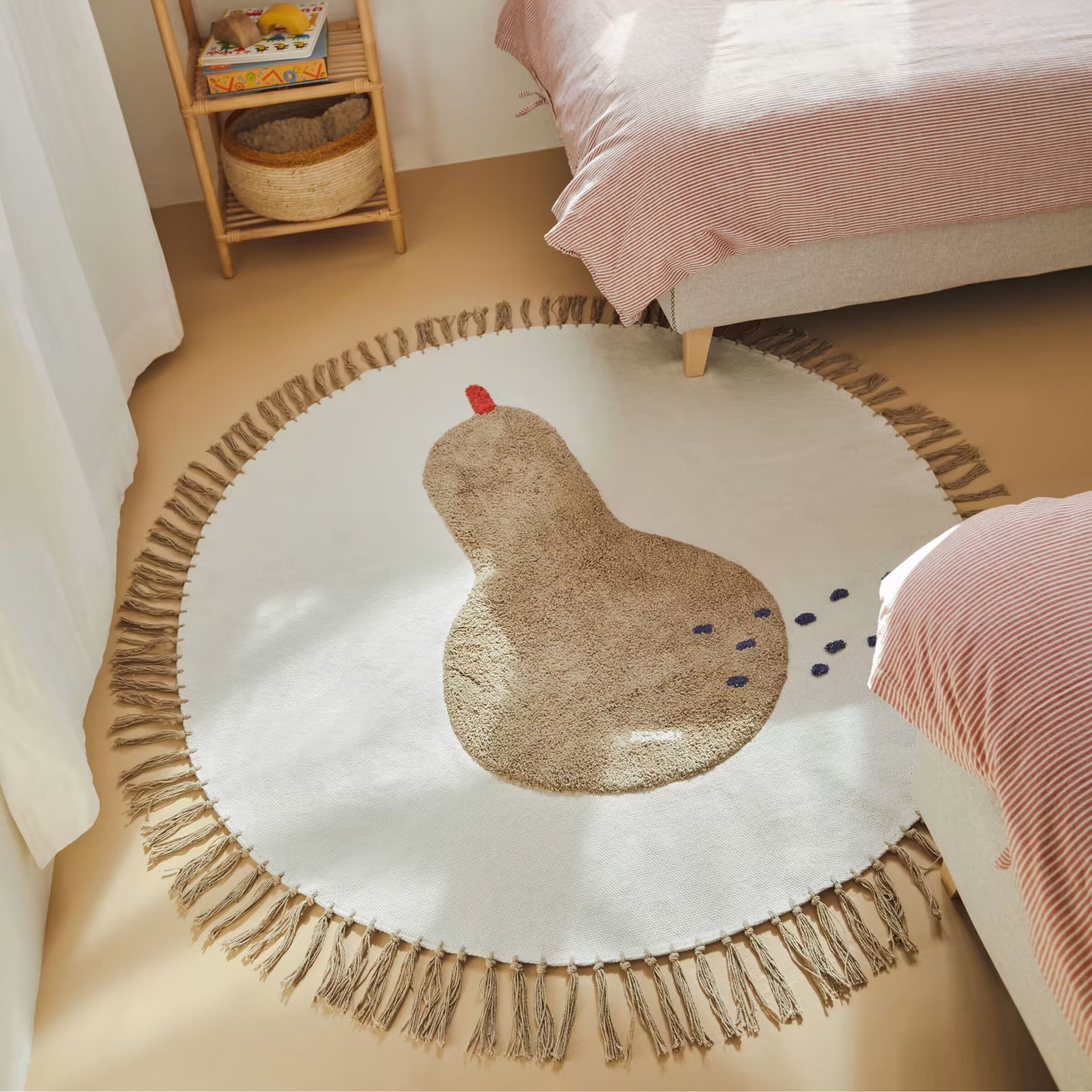 Rond Katoenen Vloerkleed Tamya Peer – 120 cm Beige van Kave Home