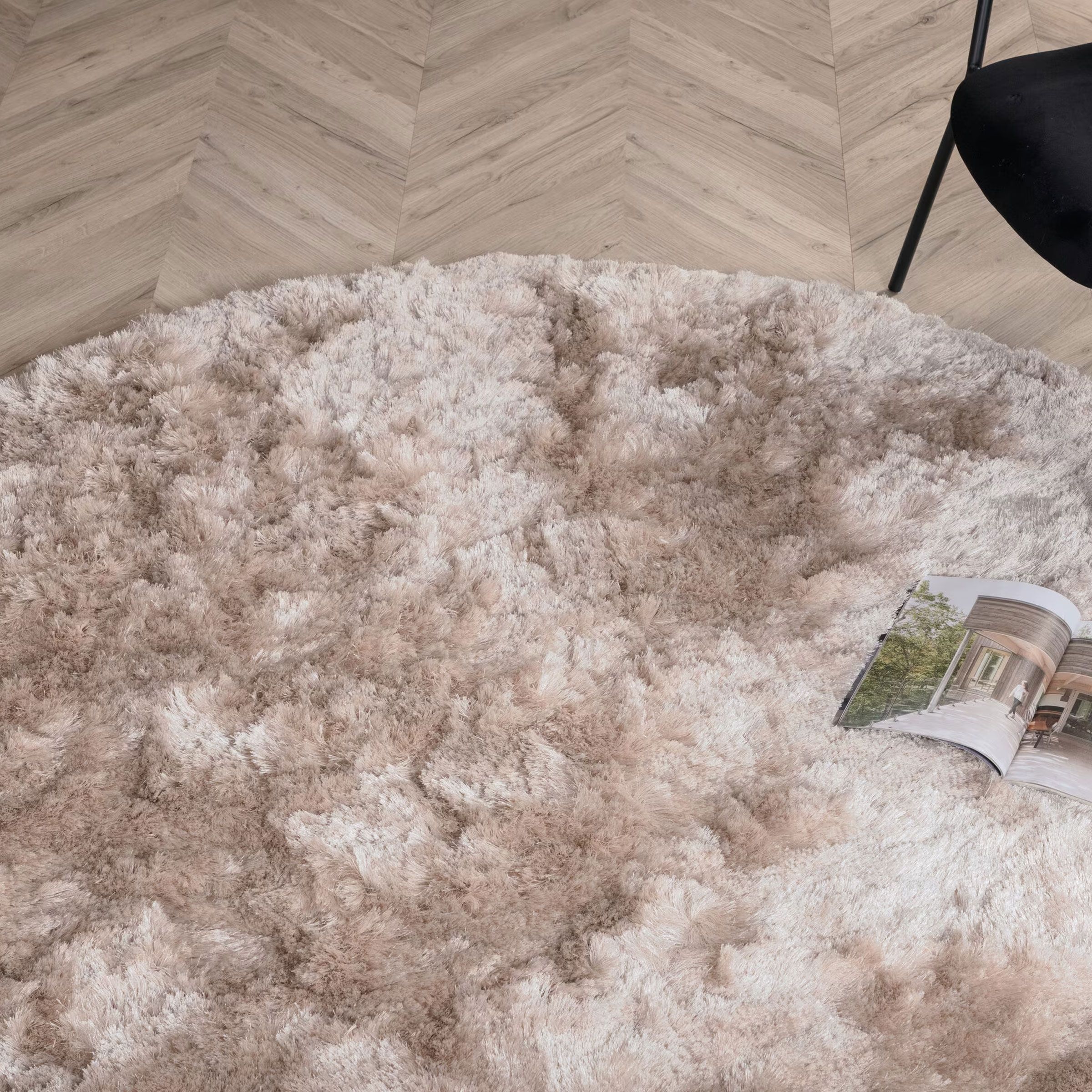 Rond Vloerkleed Nohr Reshunda 200 cm – Luxe Beige Ryam voor een warme inrichting