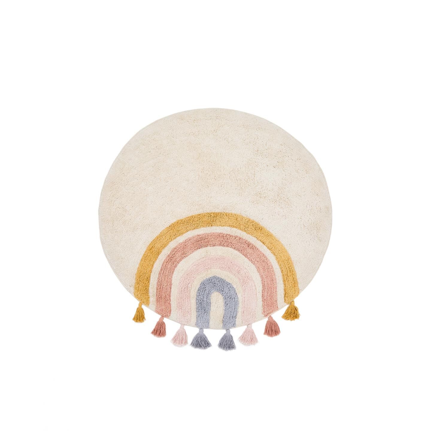 Rond Vloerkleed Tadea Regenboog – Handgeweven Katoenen Kinderrugmat van Kave Home (100 cm)