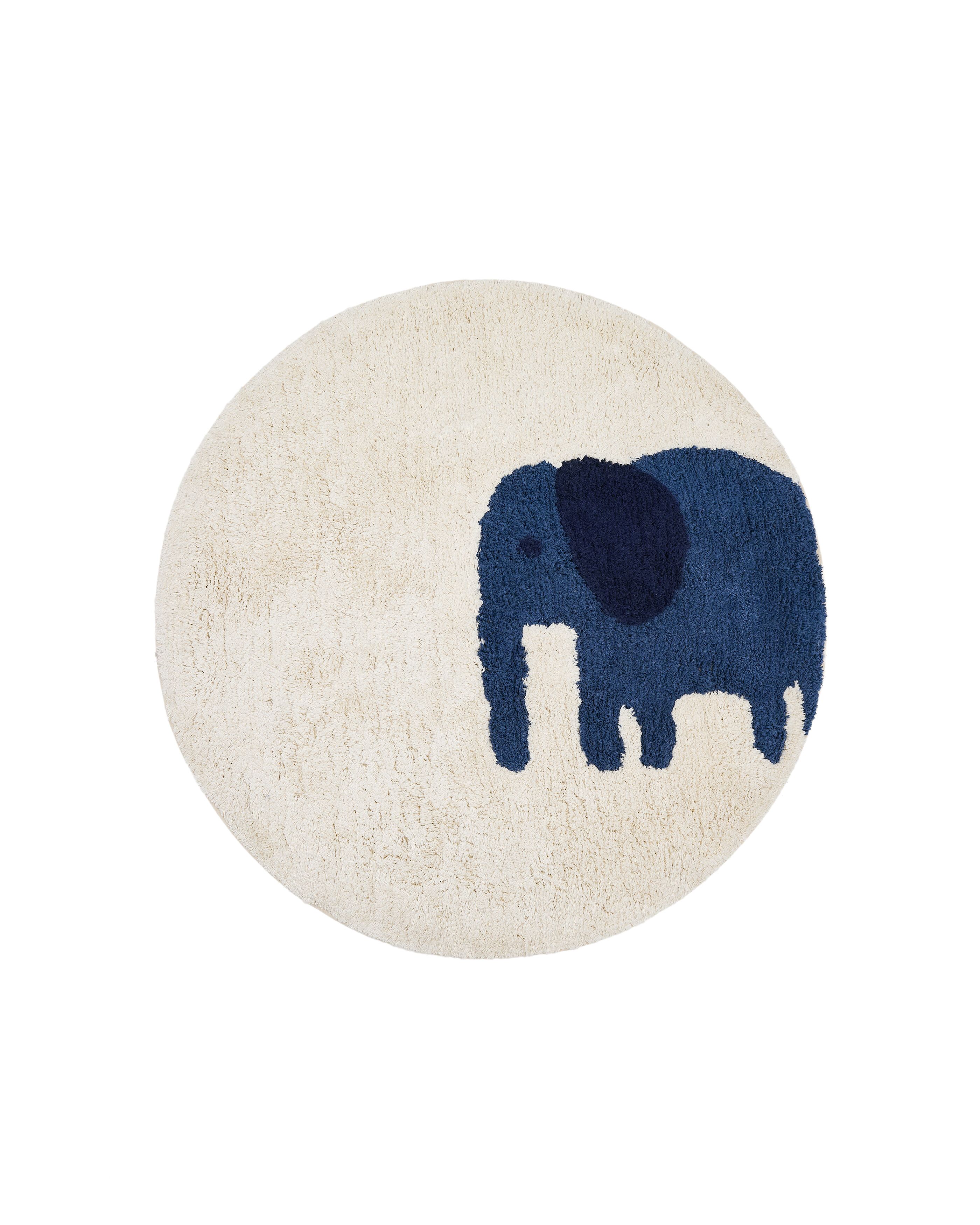 Rond Vloerkleed Tandani Olifant – 100 cm Kleurig Katoen van Kave Home