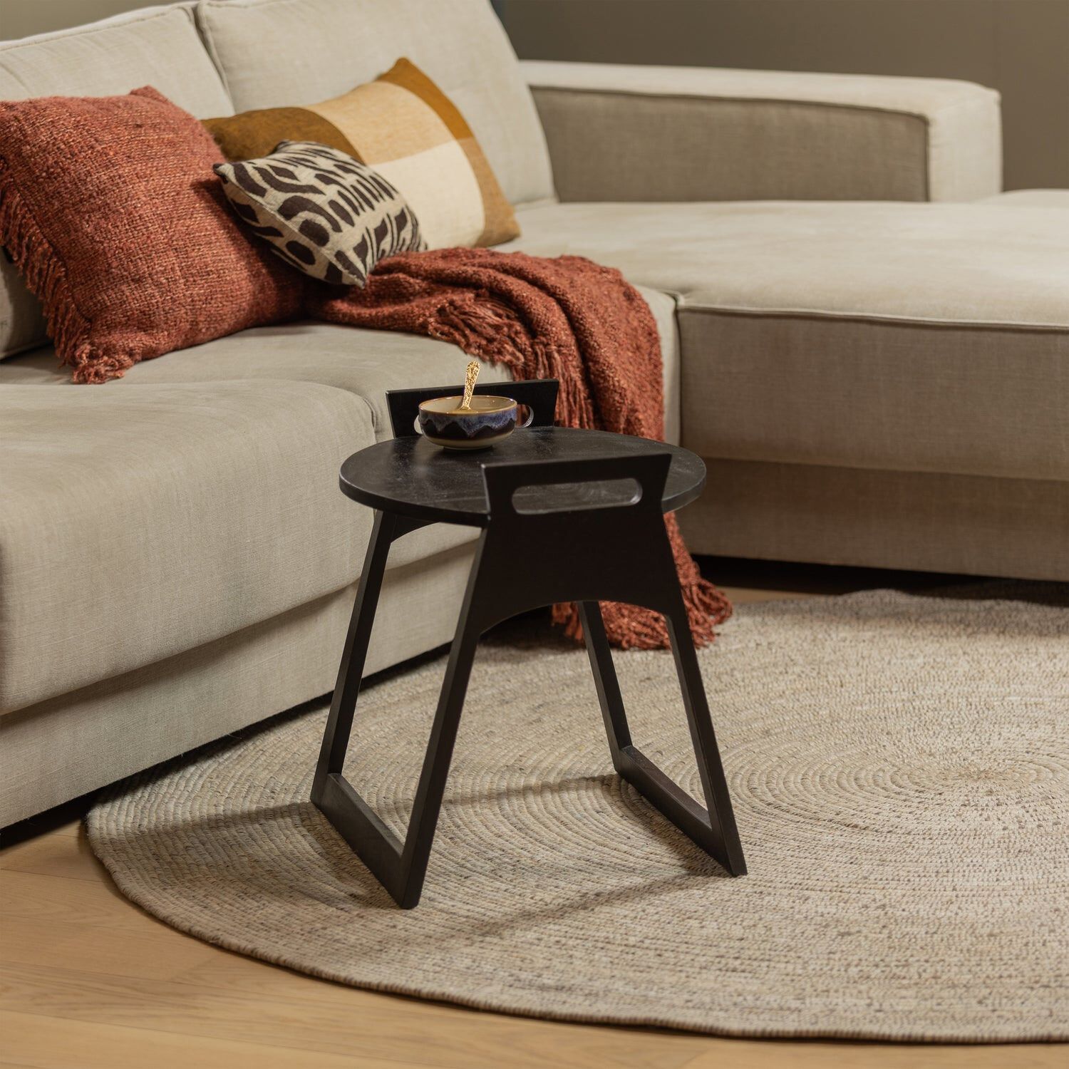 Rond Vloerkleed Utopia van WOOOD – Luxe Wol met Bouclé Structuur (200 cm)