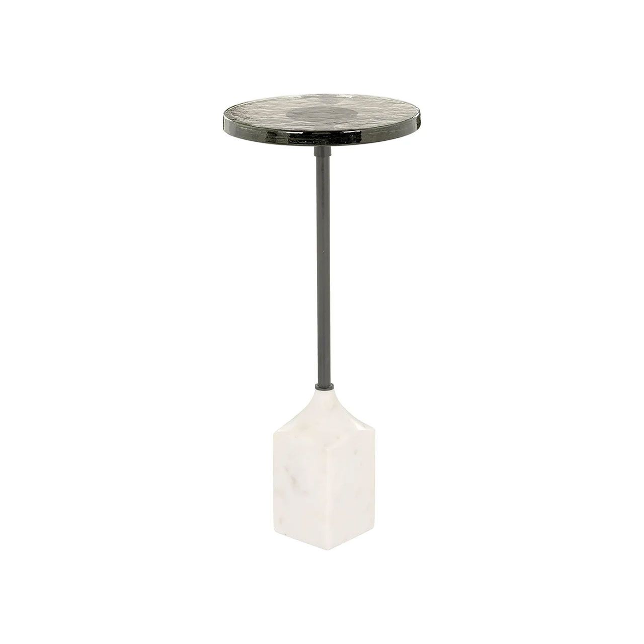 Ronde bijzettafel Aurora van Richmond – glas & marmer, 27 cm, beige