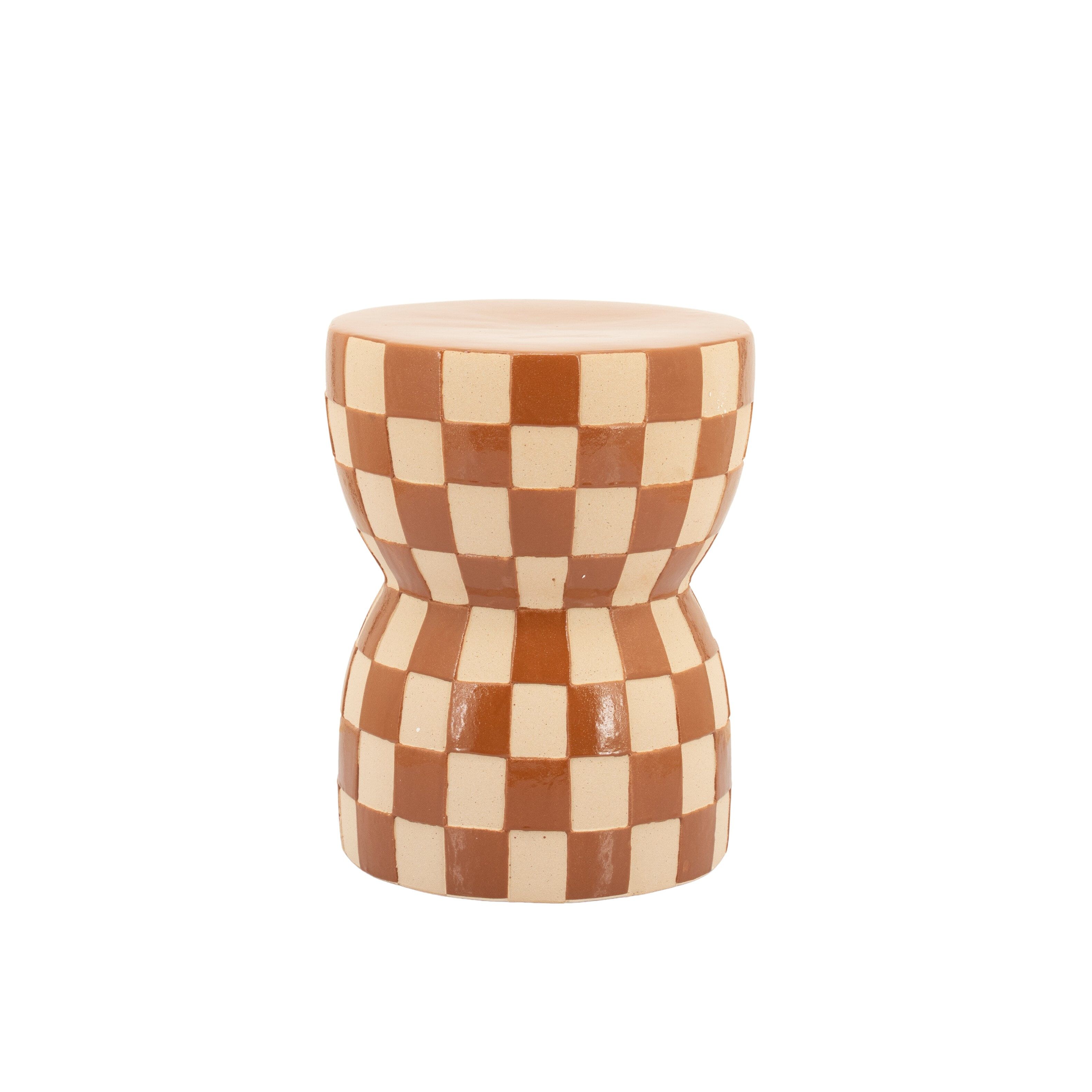 Ronde Bijzettafel Blocsy van By‑Boo – Compact en Stijlvol in Warm Bruin Aardewerk