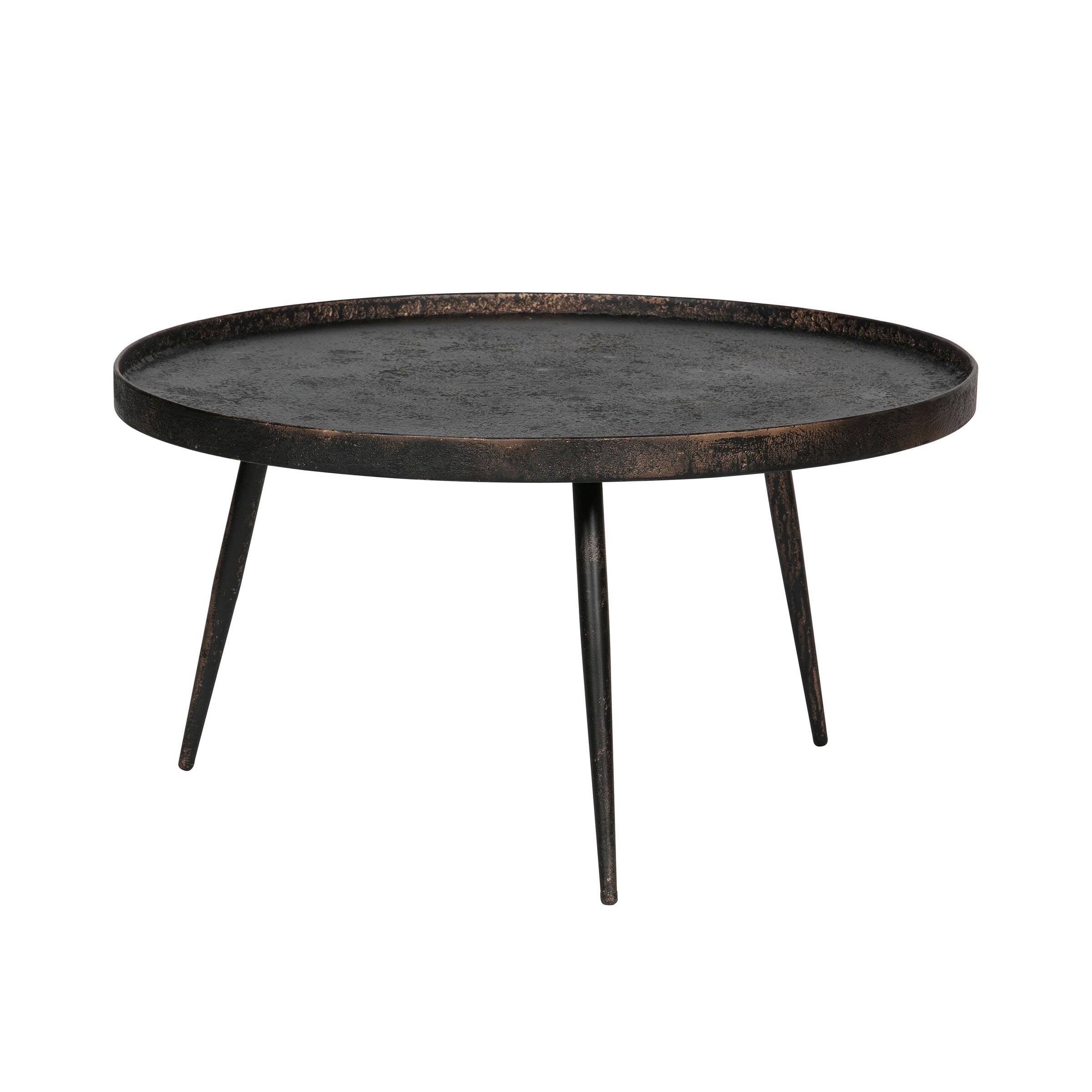 Ronde bijzettafel Bounds 76 cm – stijlvolle mix van hout en antique goud