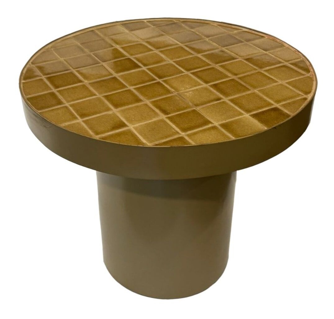 Ronde Bijzettafel Brix Tylo – Elegante keramische tafel in warme camel