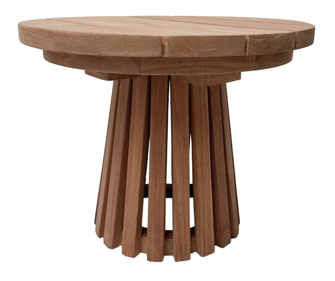 Ronde Bijzettafel Cindo van Livingfurn – Natuurlijke Teakhout, 50 cm